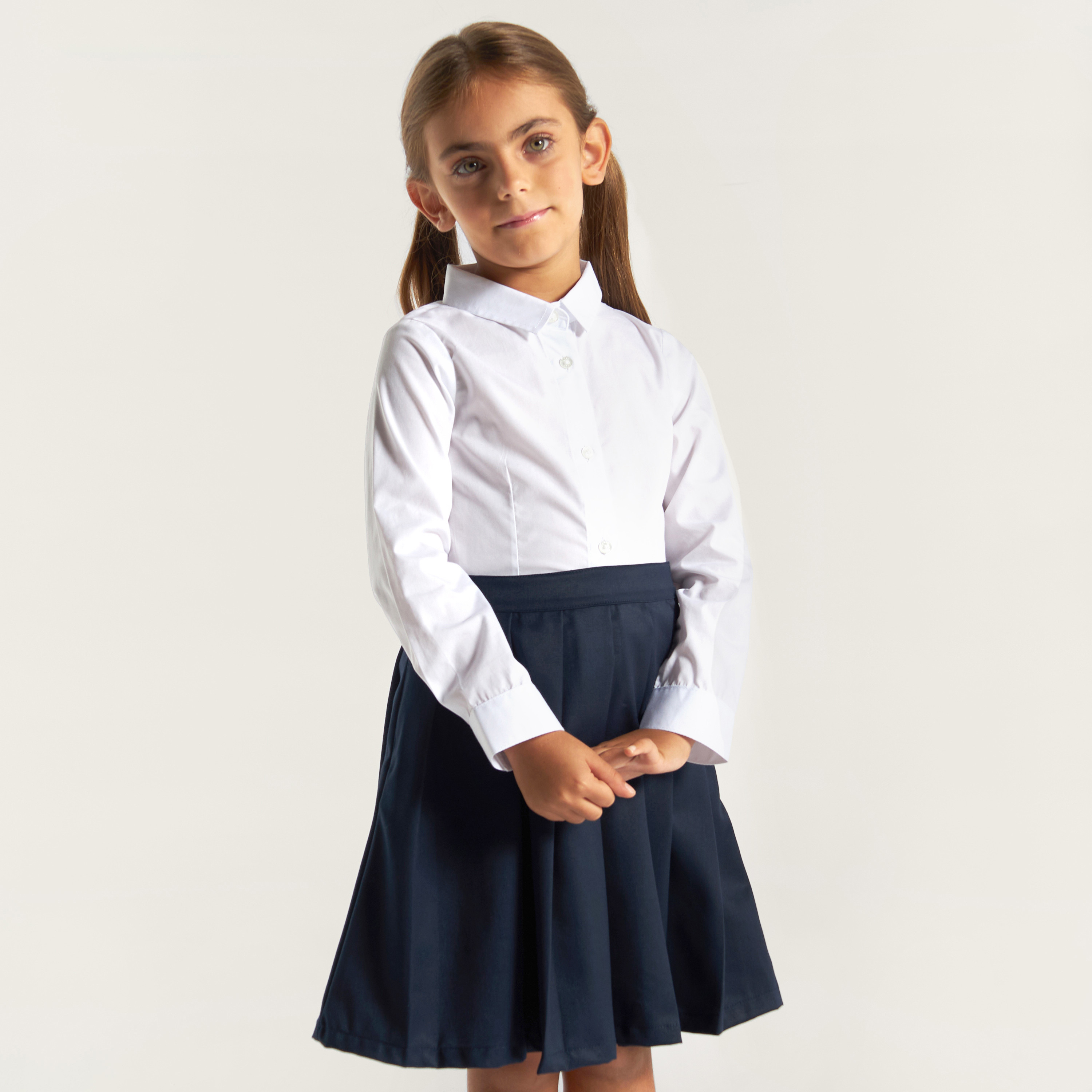Set of 2- Juniors Solid Shirt with Long Sleeves and Button Closure-girls-clothing-schoolwear-blousesandshirts-image-2