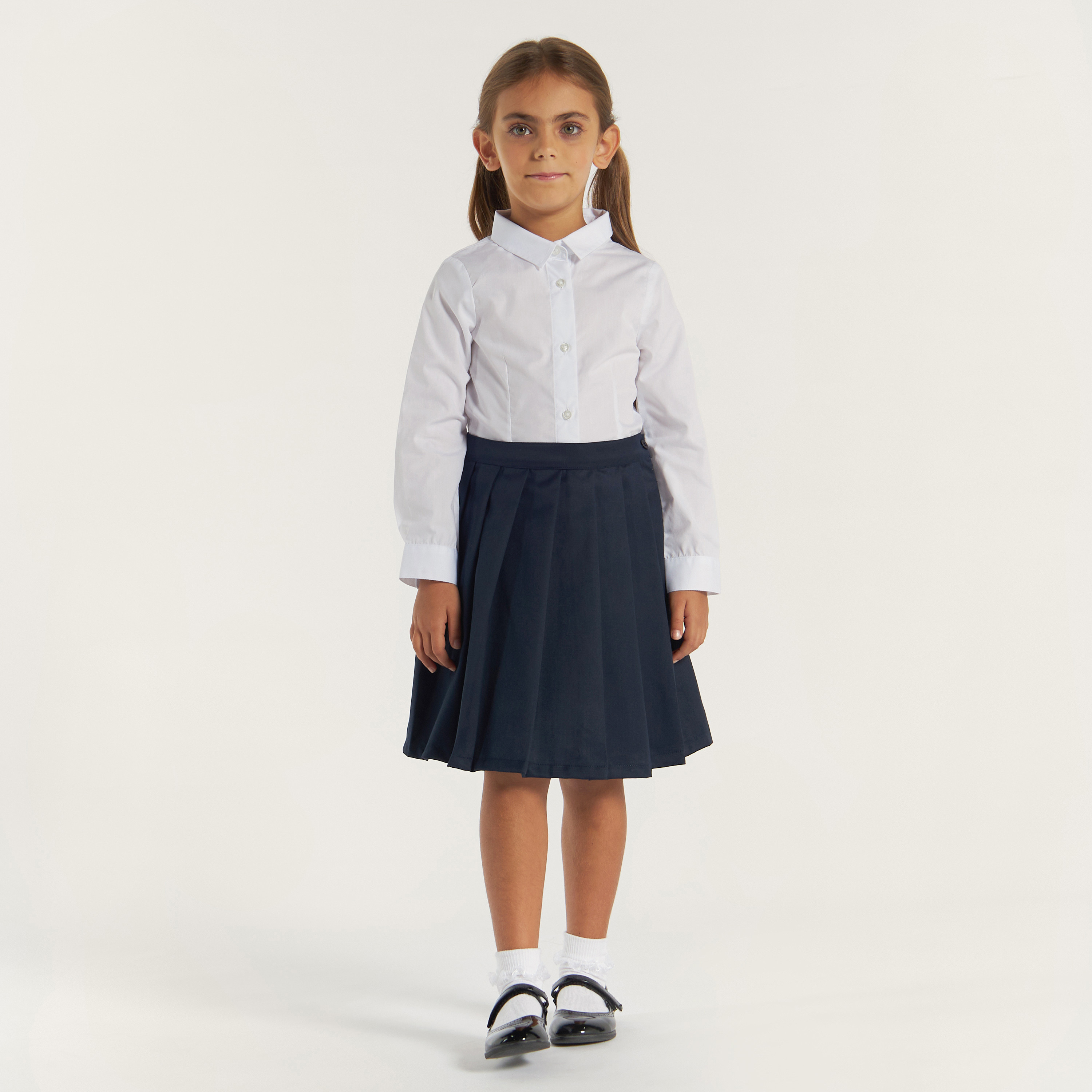 Set of 2- Juniors Solid Shirt with Long Sleeves and Button Closure-girls-clothing-schoolwear-blousesandshirts-image-3