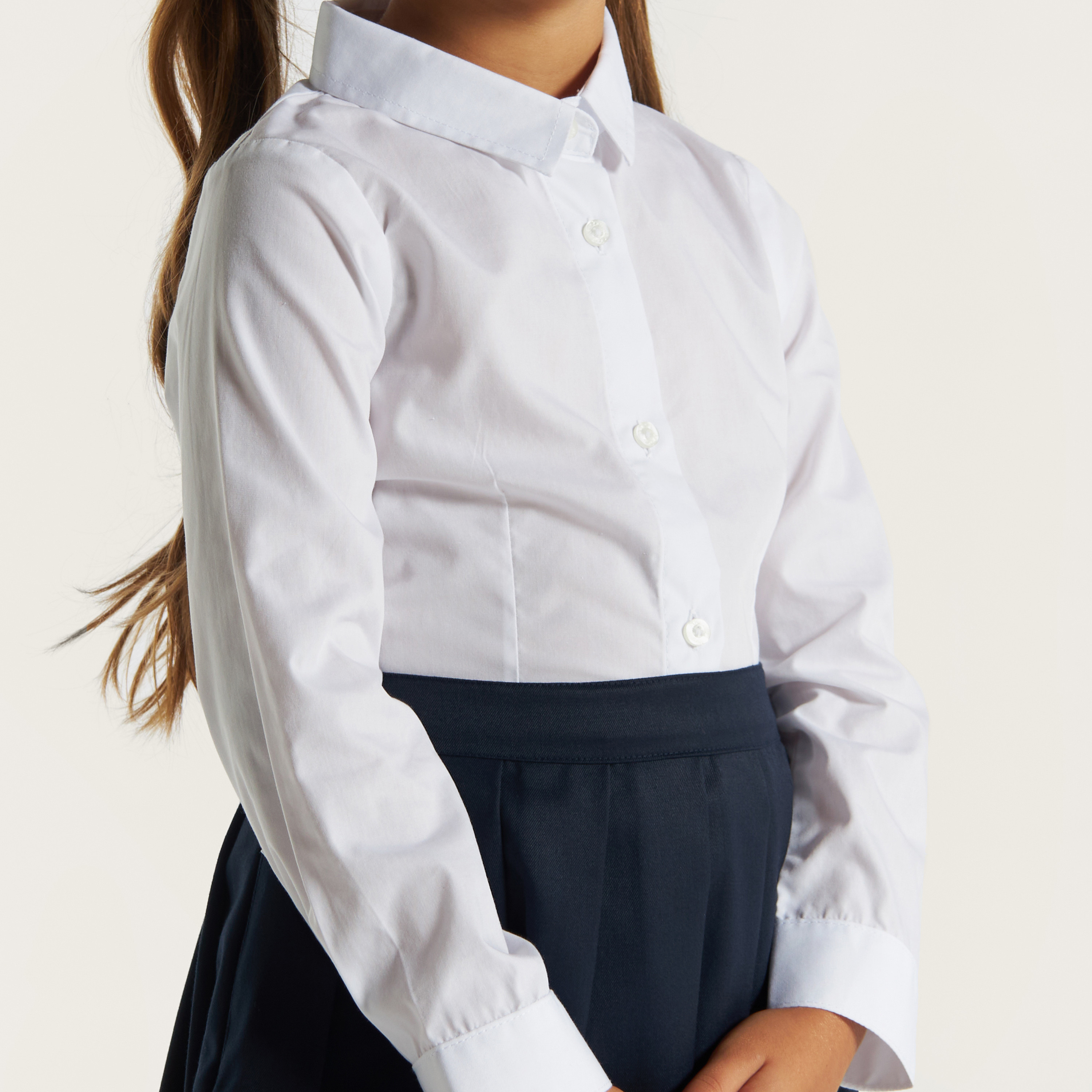 Set of 2- Juniors Solid Shirt with Long Sleeves and Button Closure-girls-clothing-schoolwear-blousesandshirts-image-4