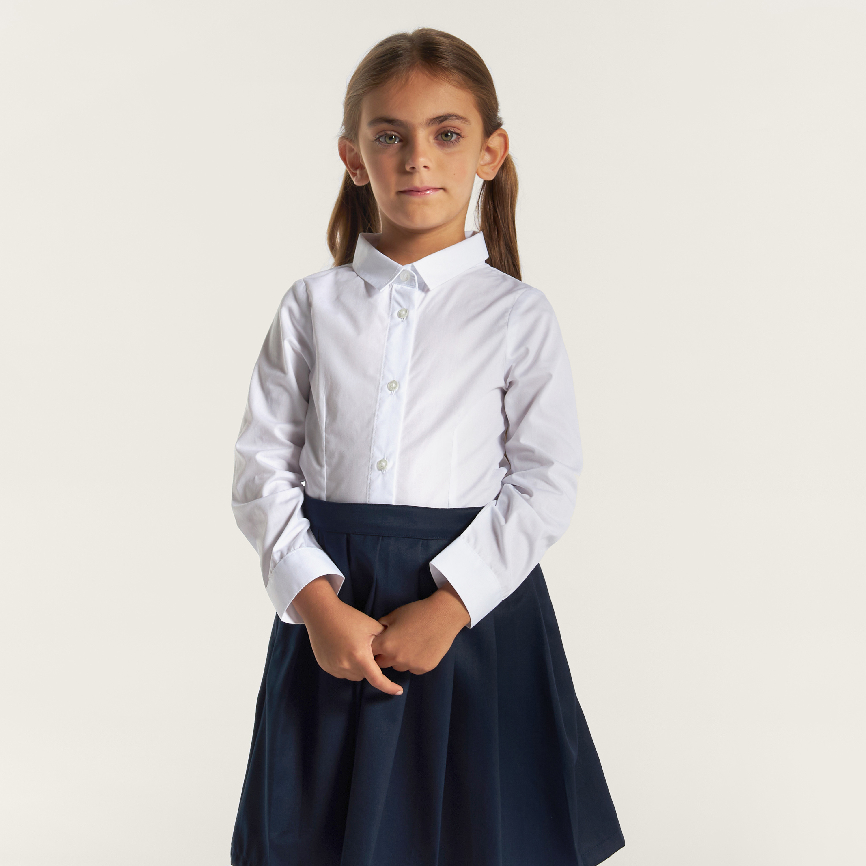 Set of 2- Juniors Solid Shirt with Long Sleeves and Button Closure-girls-clothing-schoolwear-blousesandshirts-image-6