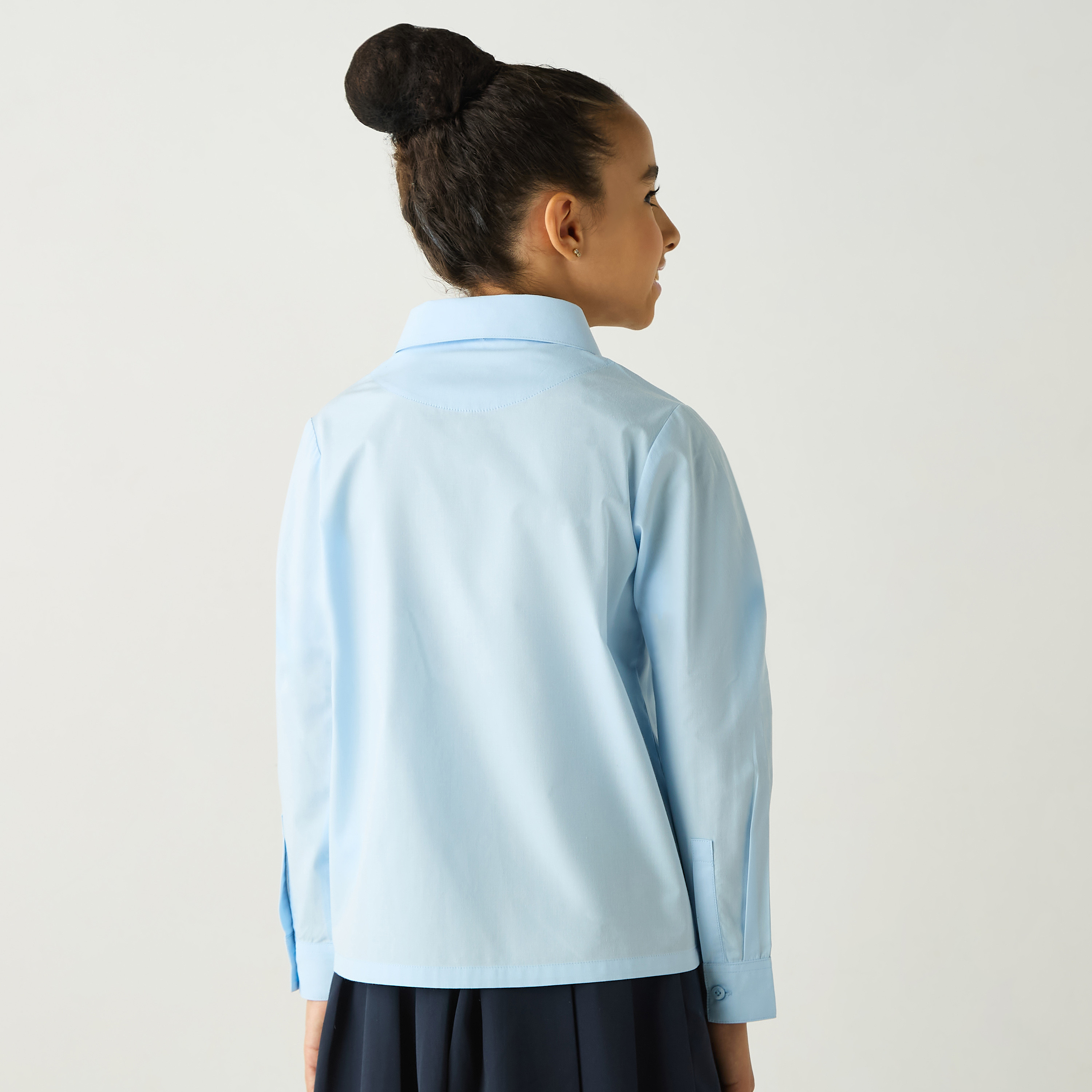 قميص سادة بأكمام طويلة وأزرار إغلاق من جونيورز-girls-clothing-blousesandshirts-image-3