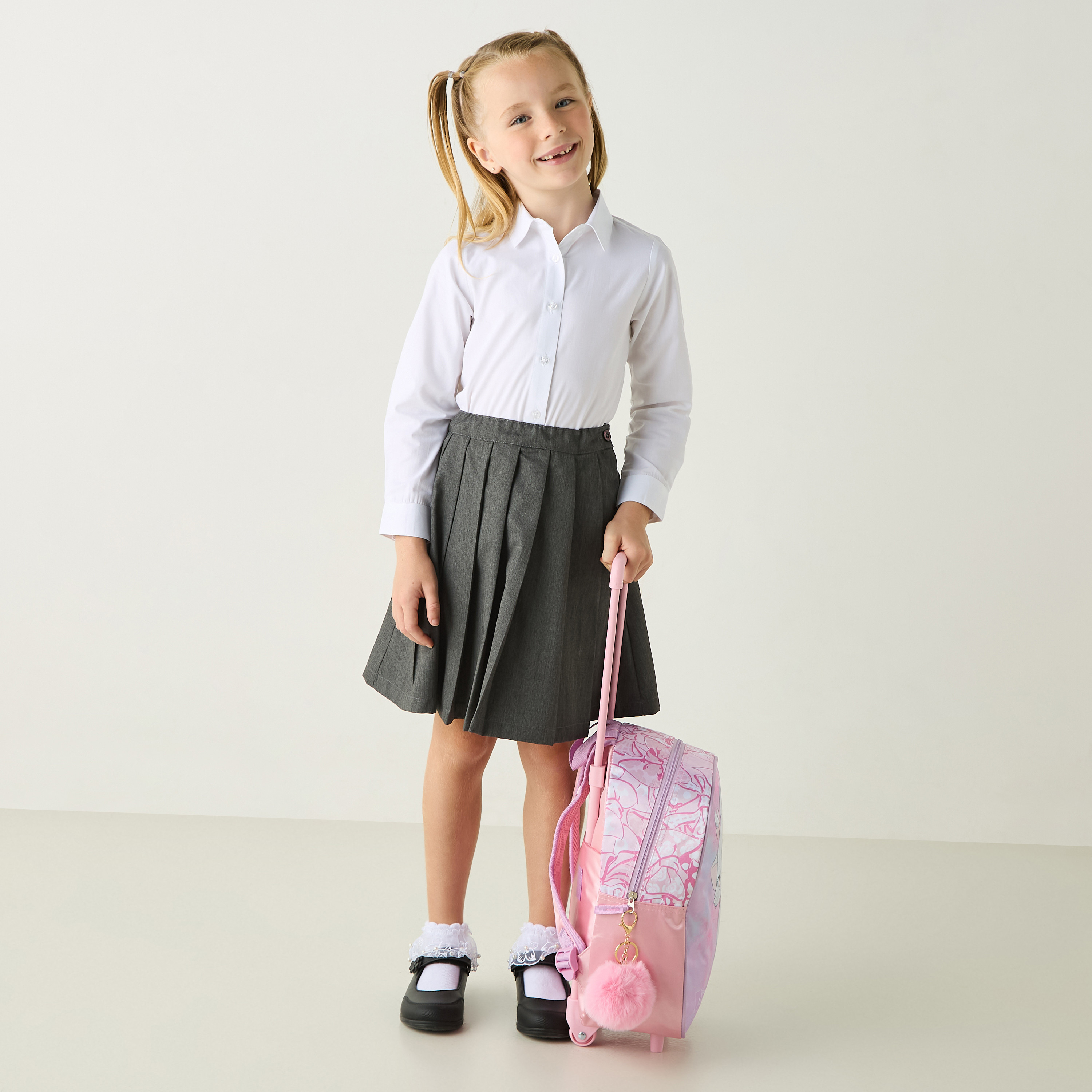 قميص سادة بأكمام طويلة وأزرار إغلاق من جونيورز-girls-clothing-schoolwear-blousesandshirts-image-3