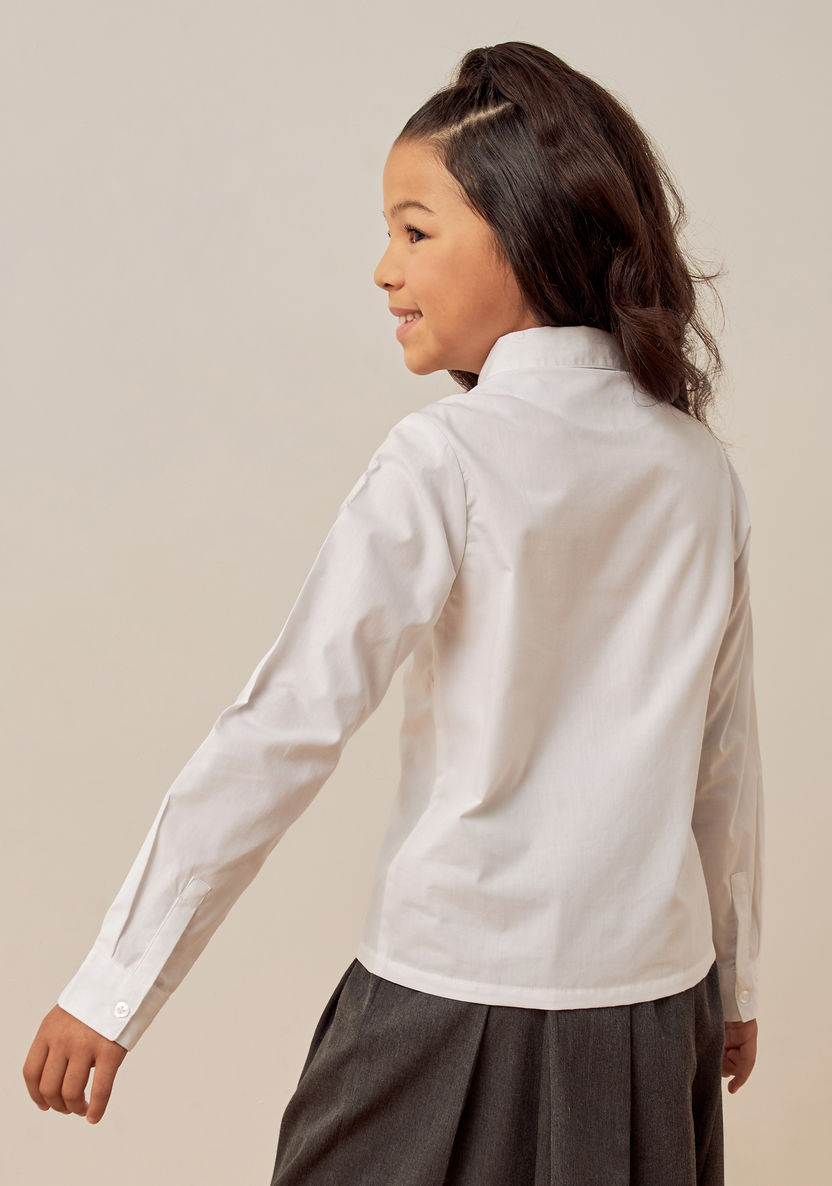 Juniors Solid Shirt with Long Sleeves-Tops-image-3
