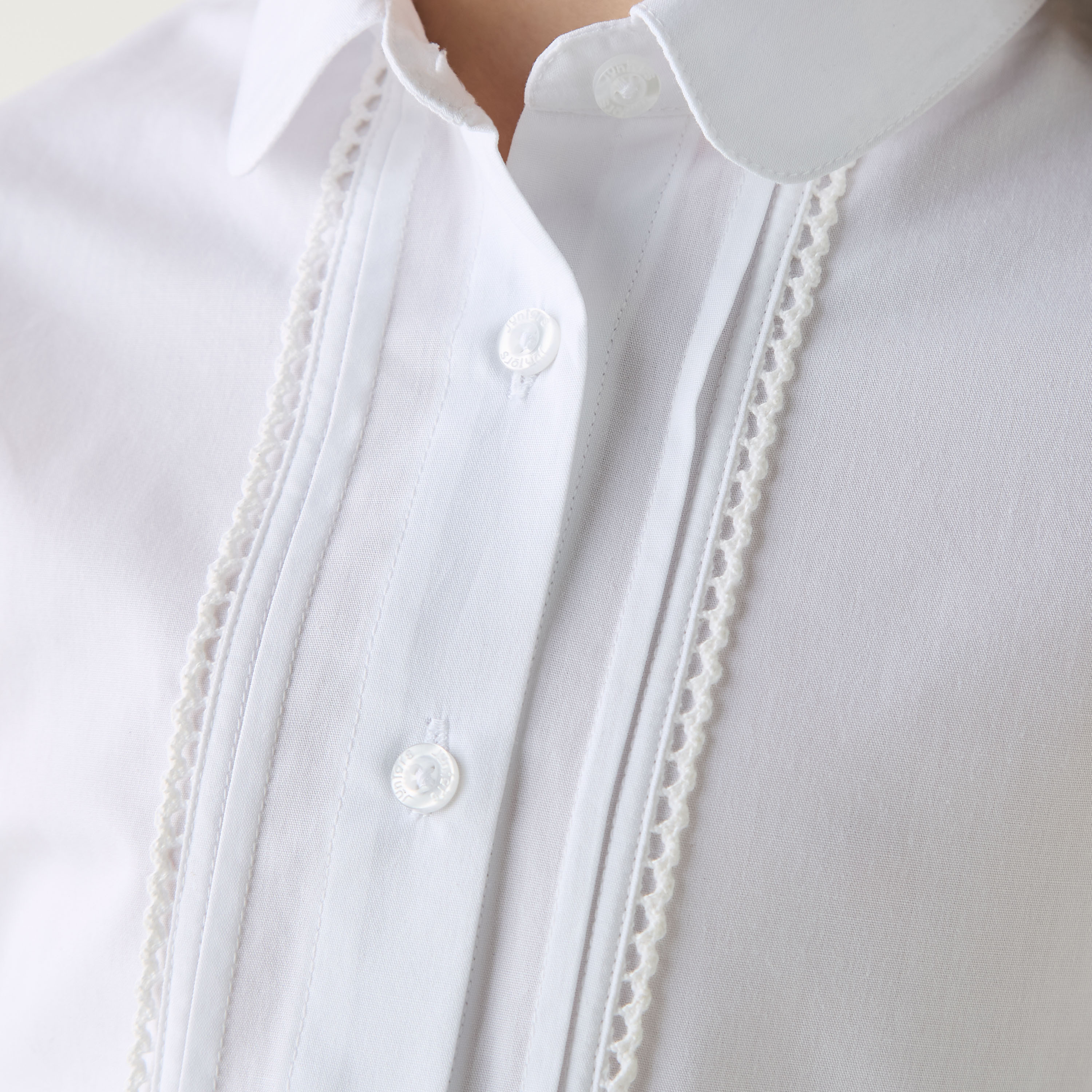 Juniors Solid Lace Detail Shirt with Peter Pan Collar and Long Sleeves-girls-clothing-schoolwear-blousesandshirts-image-3