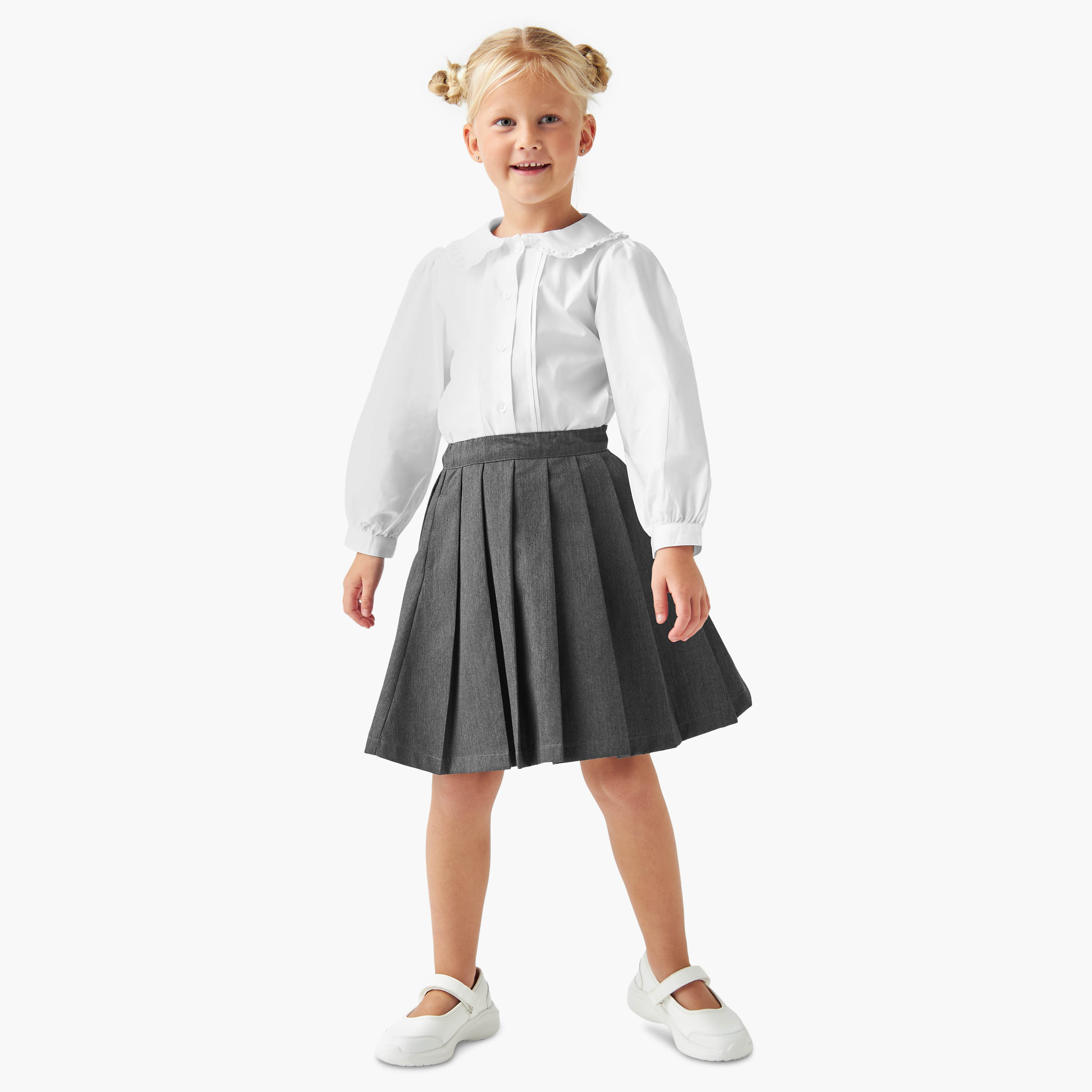 Juniors Solid Collared Top with Long Sleeves-girls-clothing-schoolwear-blousesandshirts-image-2