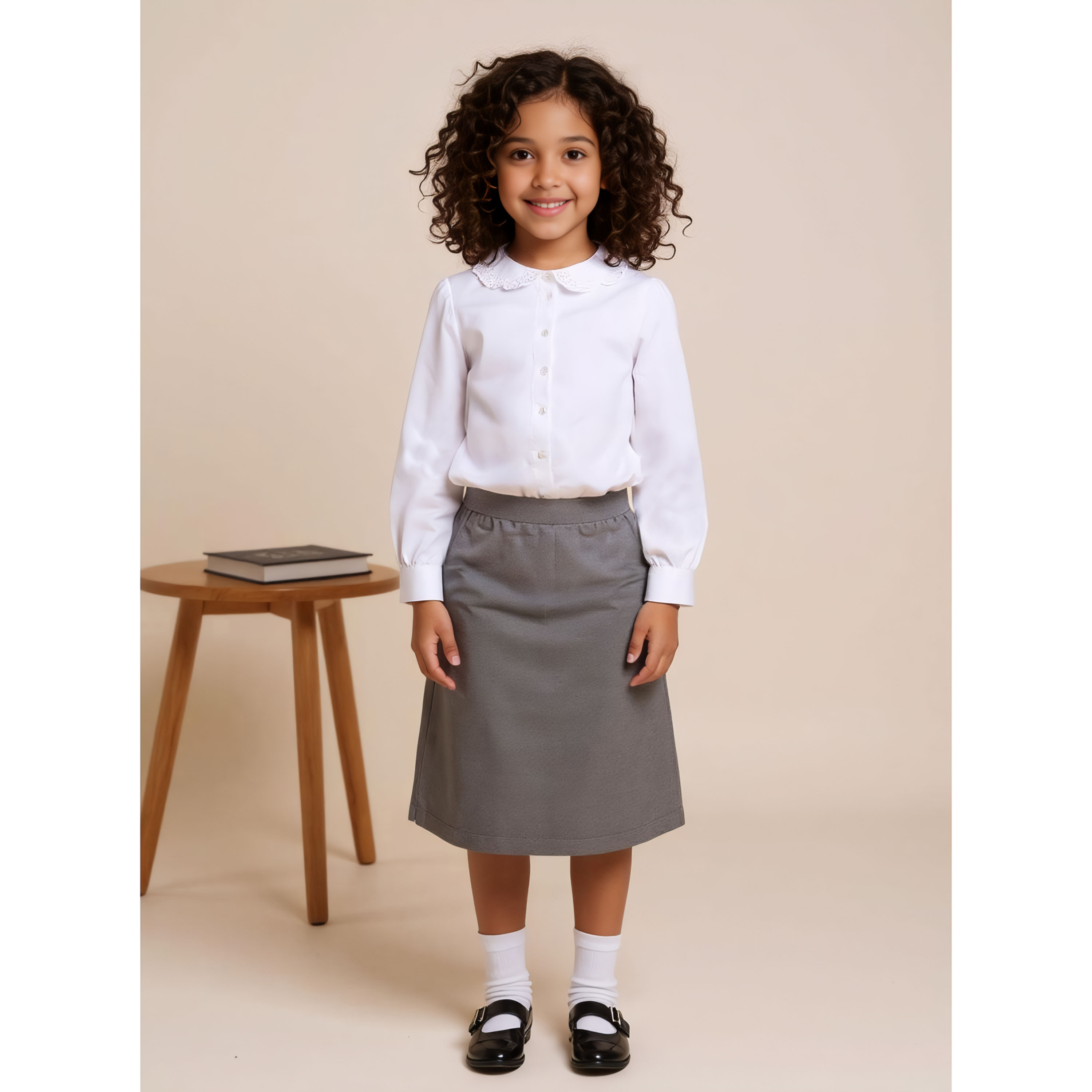 قميص سادة بأكمام طويلة وياقة بيتر بان من جونيورز-girls-clothing-blousesandshirts-image-2