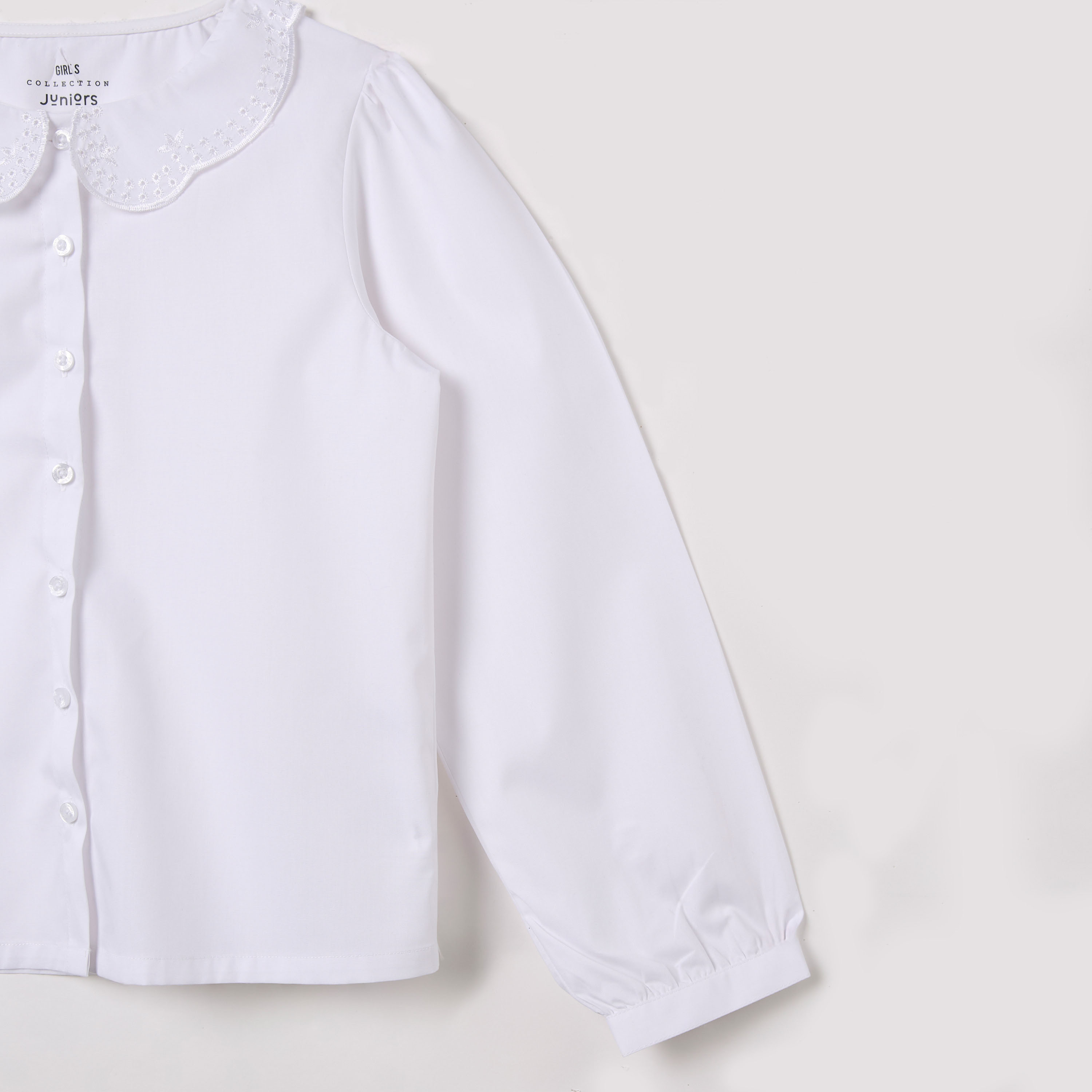 قميص سادة بأكمام طويلة وياقة بيتر بان من جونيورز-girls-clothing-blousesandshirts-image-6