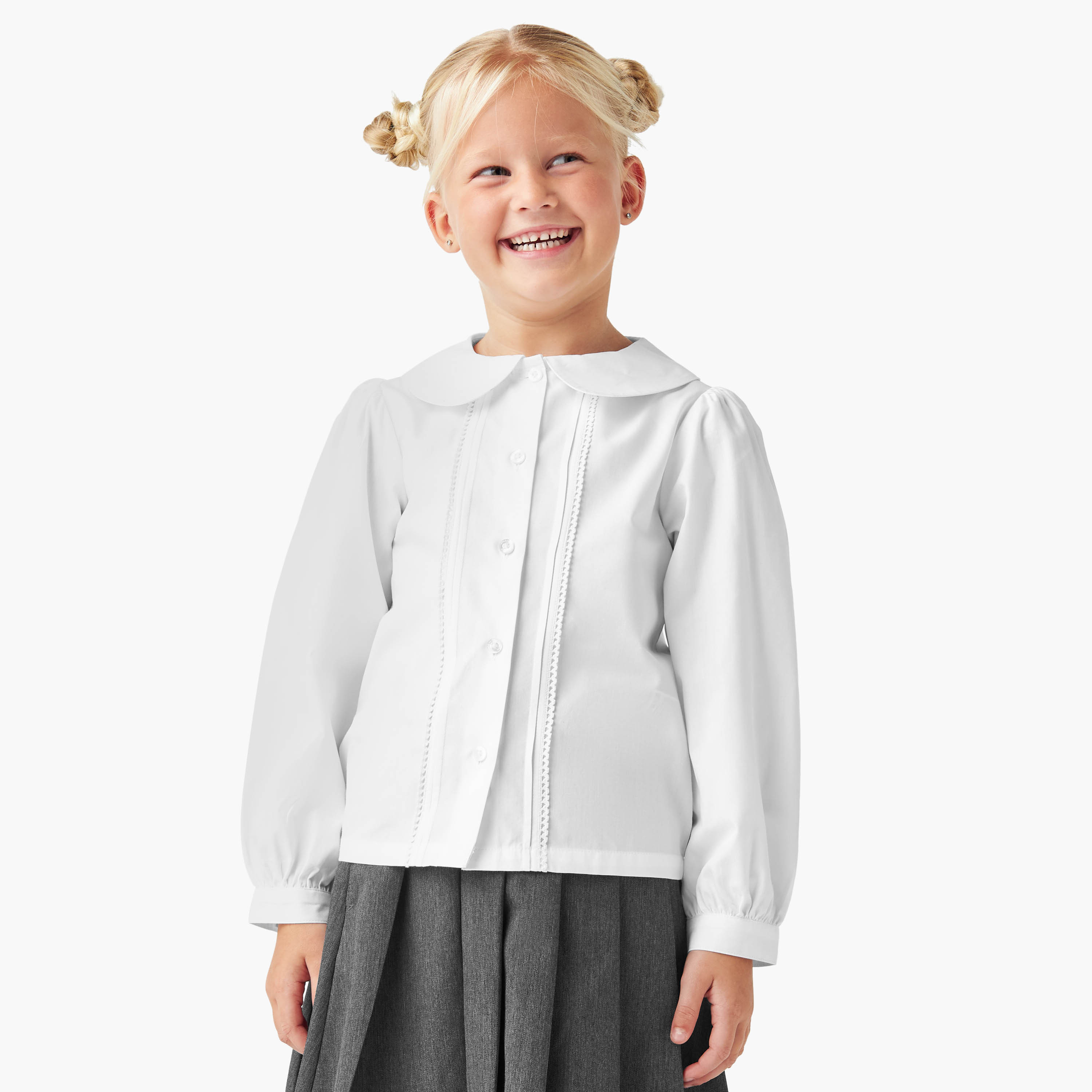 Juniors Lace Trim Collared Top with Long Sleeves-girls-clothing-schoolwear-blousesandshirts-image-1