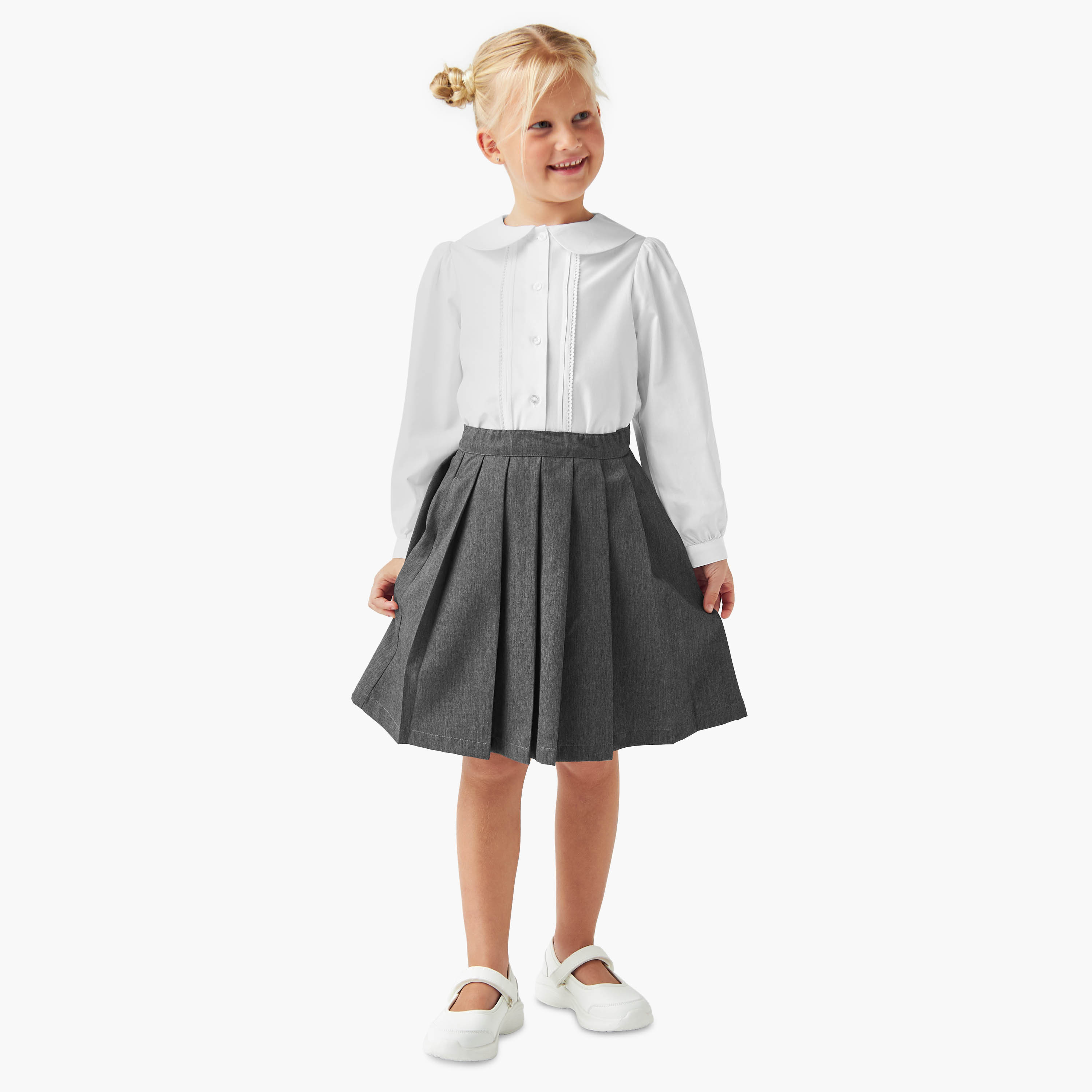 Juniors Lace Trim Collared Top with Long Sleeves-girls-clothing-schoolwear-blousesandshirts-image-2