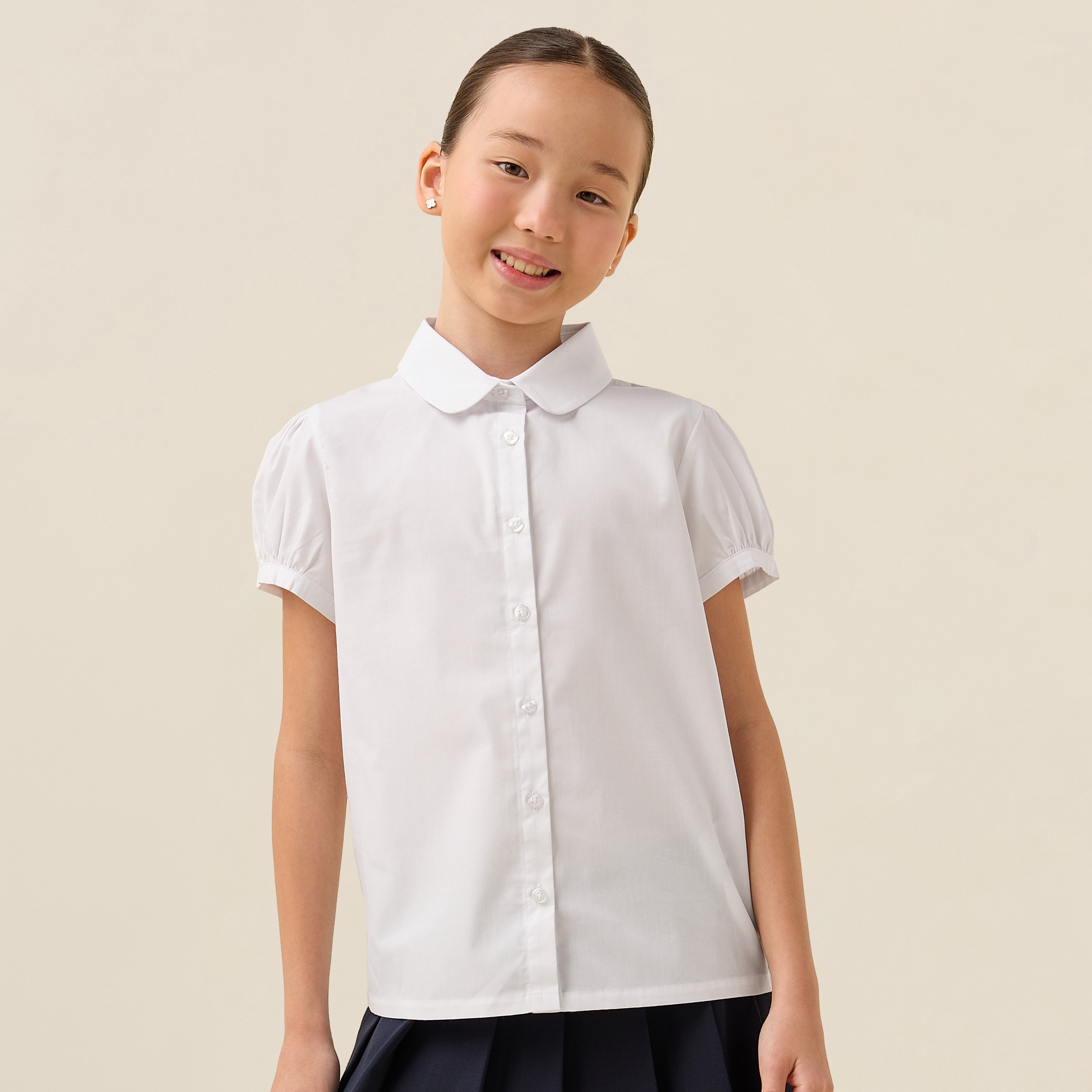 قميص مدرسي أبيض بياقة عادية للبنات من جونيورز-girls-clothing-blousesandshirts-image-1