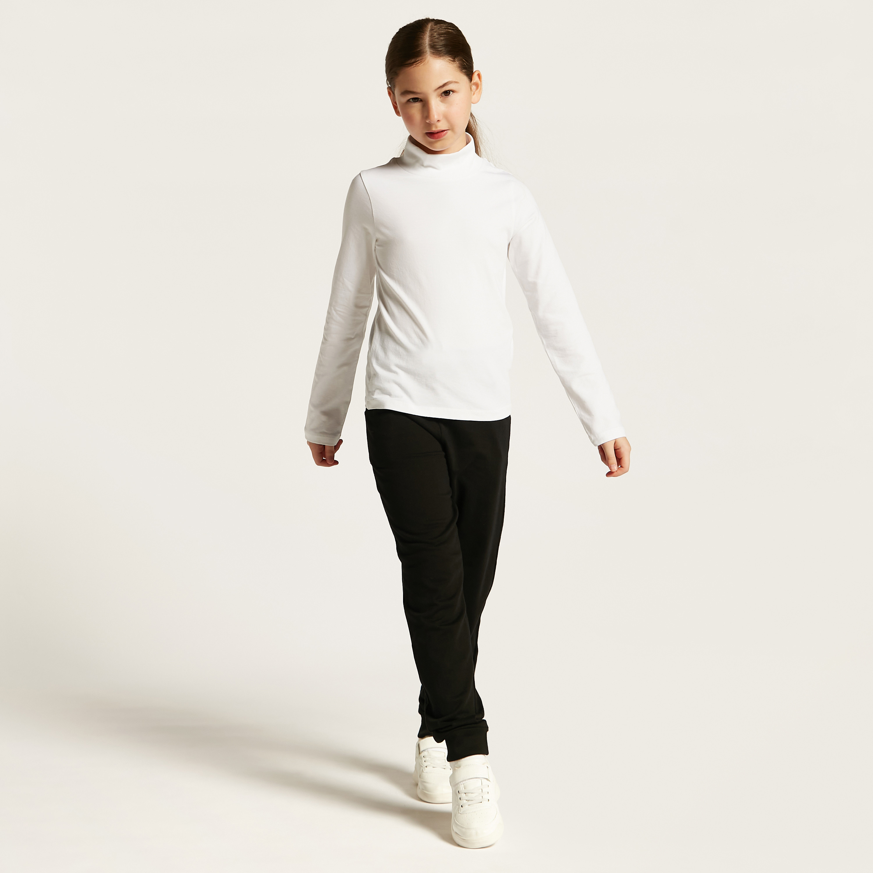 Juniors Solid Joggers with Drawstring Closure and Pockets-girls-clothing-schoolwear-bottoms-joggers-image-2