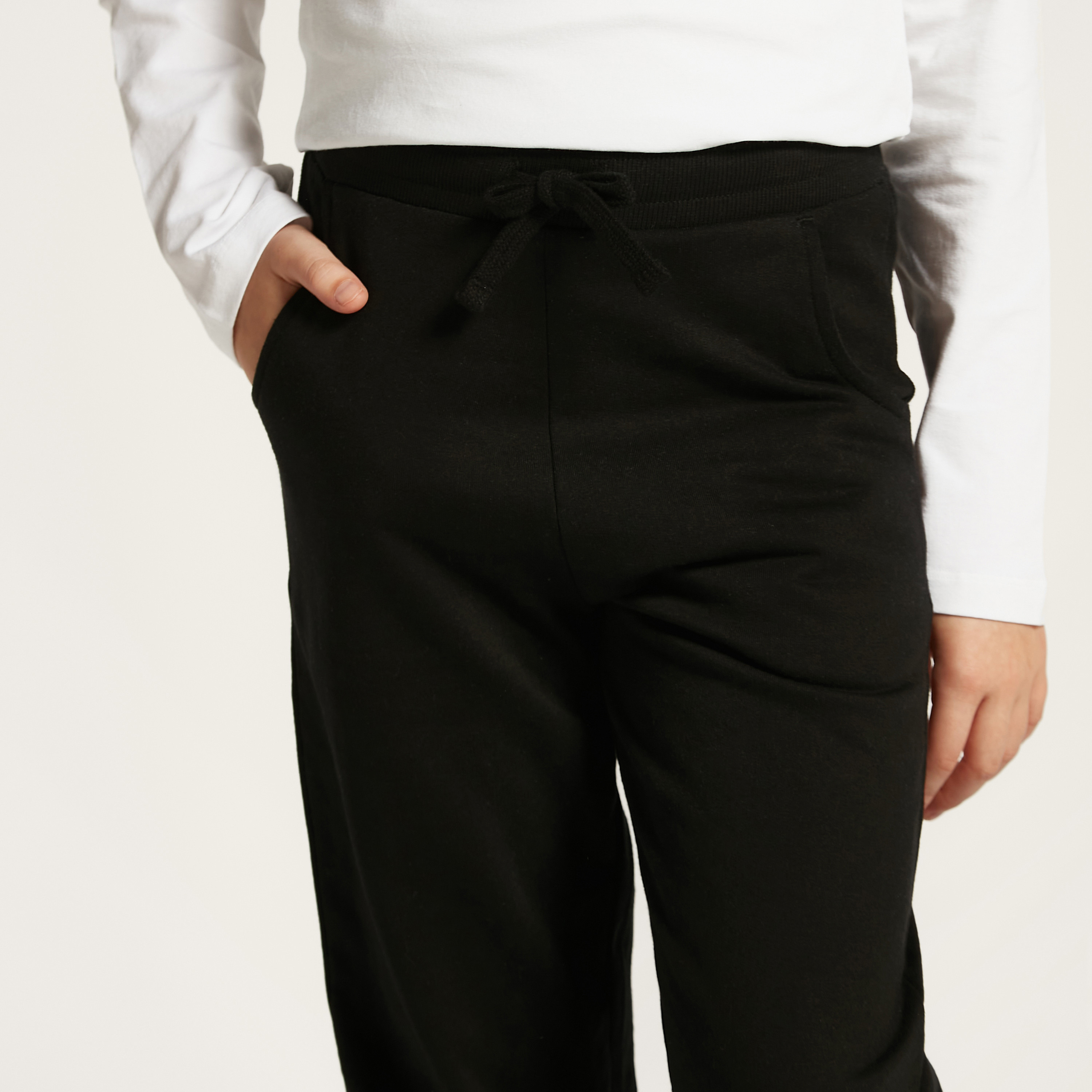 Juniors Solid Joggers with Drawstring Closure and Pockets-girls-clothing-schoolwear-bottoms-joggers-image-3