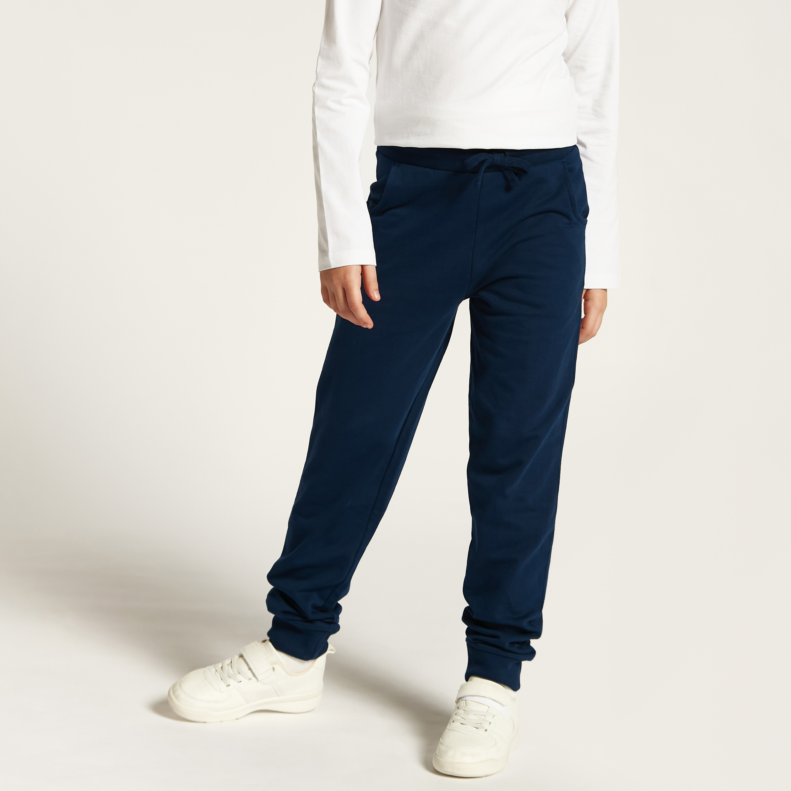 Juniors Solid Joggers with Drawstring Closure and Pockets-girls-clothing-schoolwear-bottoms-joggers-image-5