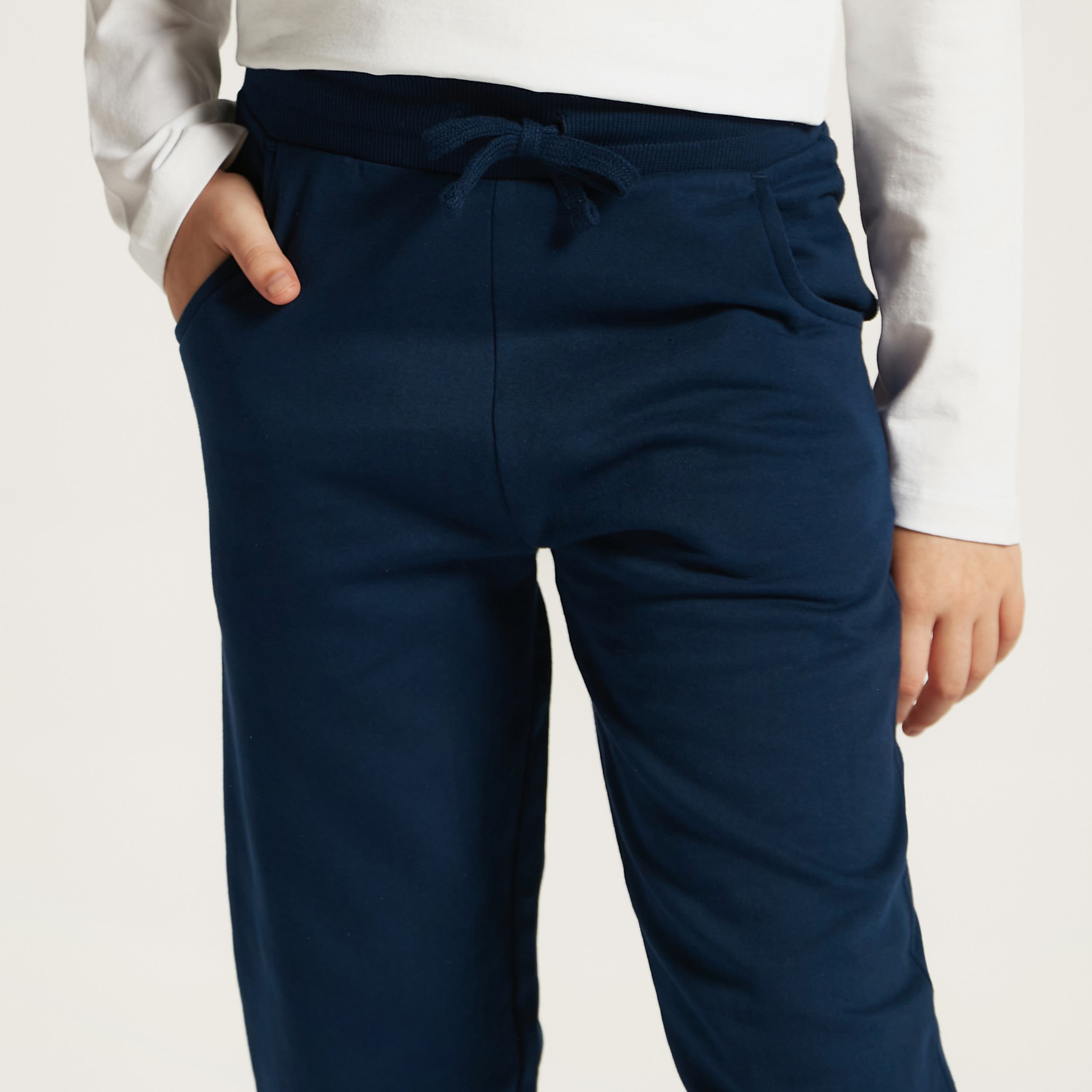 Juniors Solid Joggers with Drawstring Closure and Pockets-girls-clothing-schoolwear-bottoms-joggers-image-3