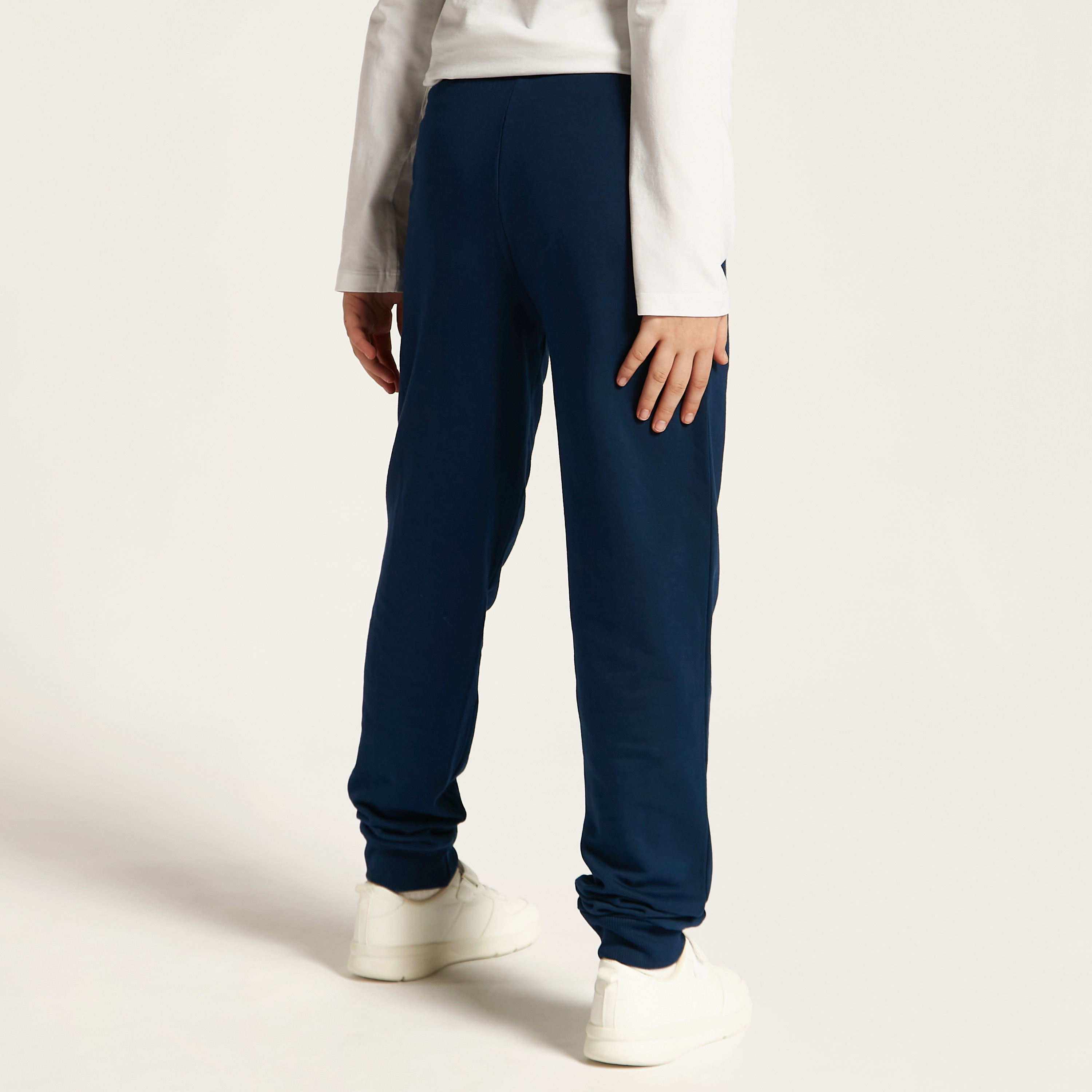 Juniors Solid Joggers with Drawstring Closure and Pockets-girls-clothing-schoolwear-bottoms-joggers-image-4
