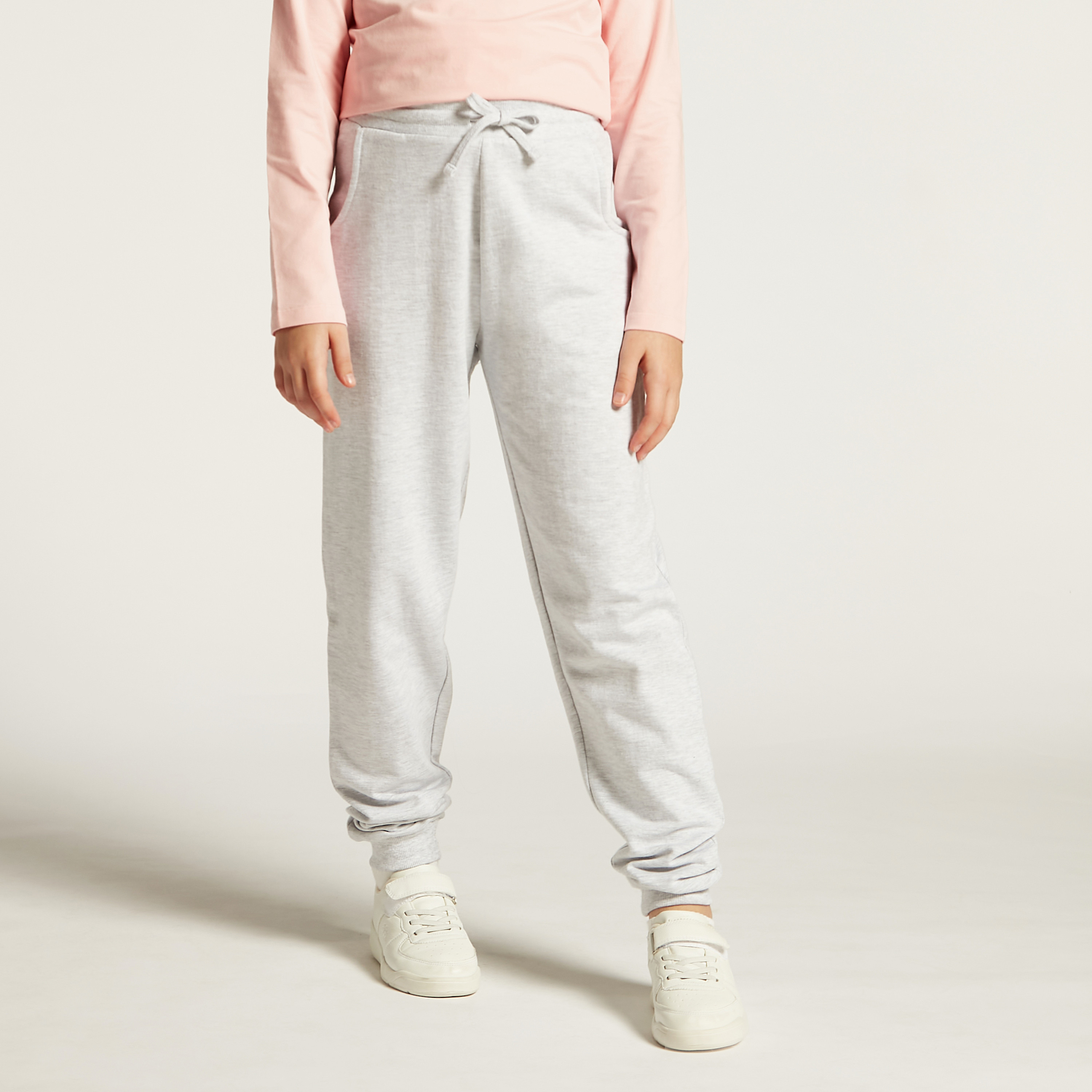 Juniors Solid Joggers with Drawstring Closure and Pockets-girls-clothing-schoolwear-bottoms-joggers-image-9