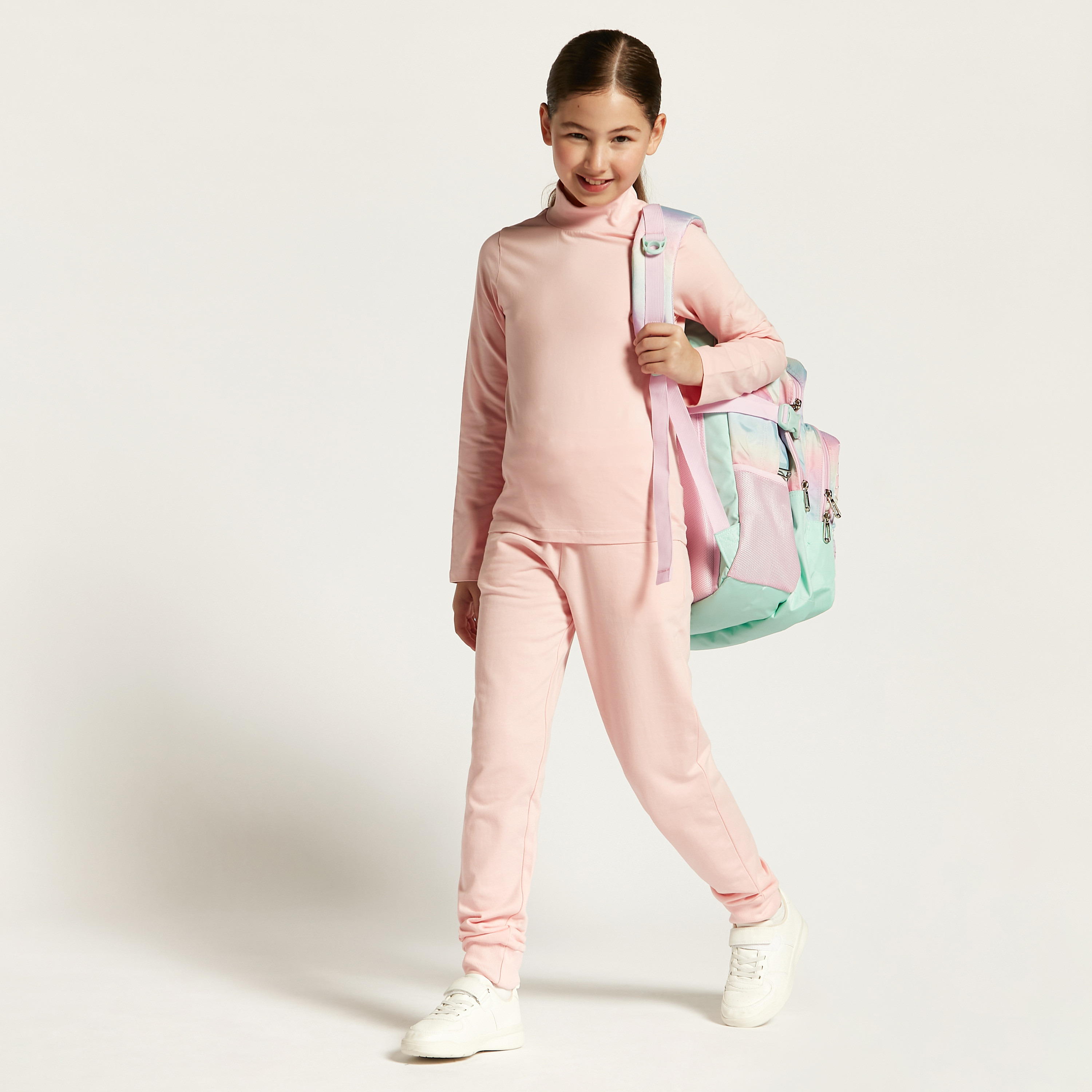 Juniors Solid Joggers with Drawstring Closure and Pockets-girls-clothing-schoolwear-bottoms-joggers-image-2