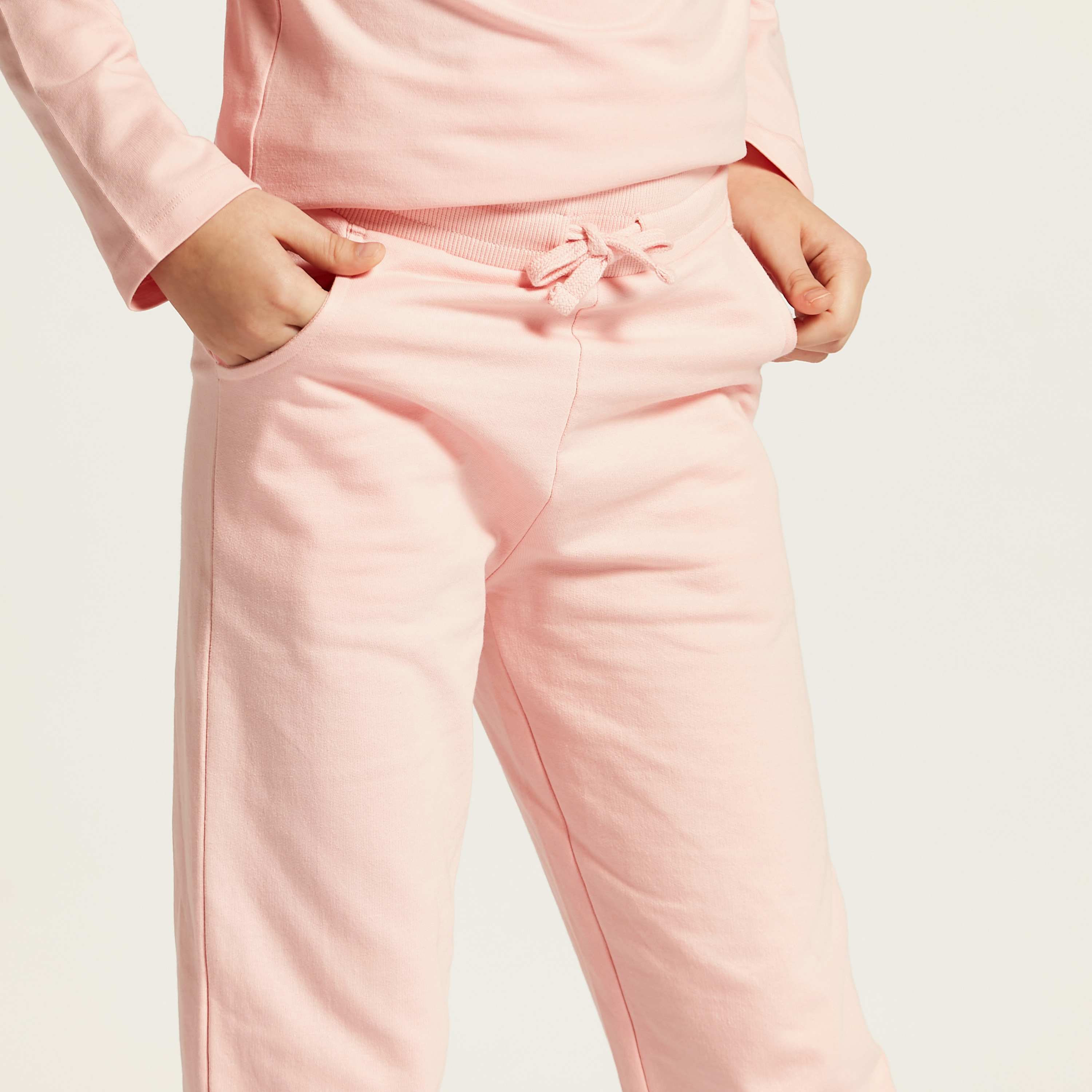 Juniors Solid Joggers with Drawstring Closure and Pockets-girls-clothing-schoolwear-bottoms-joggers-image-3