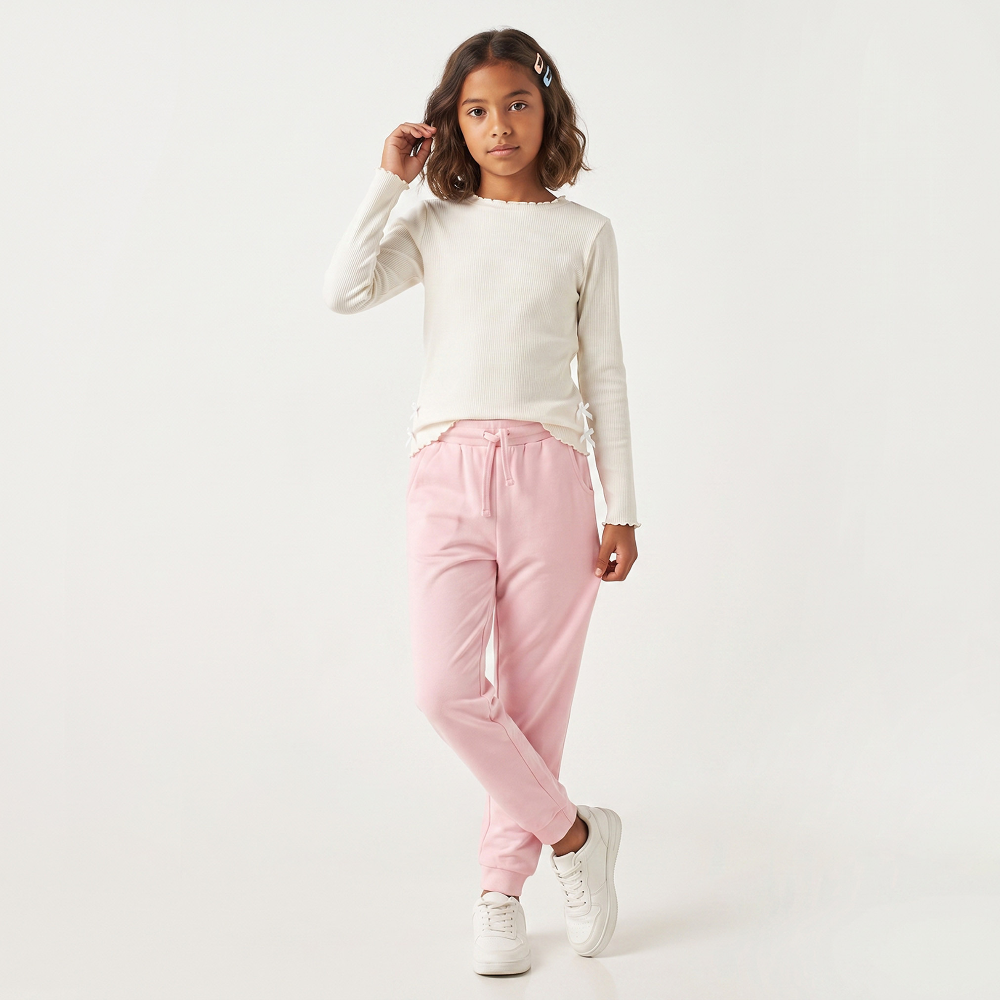 بنطلون رياضي سادة بجيوب ورباط إغلاق من جونيورز-girls-clothing-schoolwear-bottoms-joggers-image-5