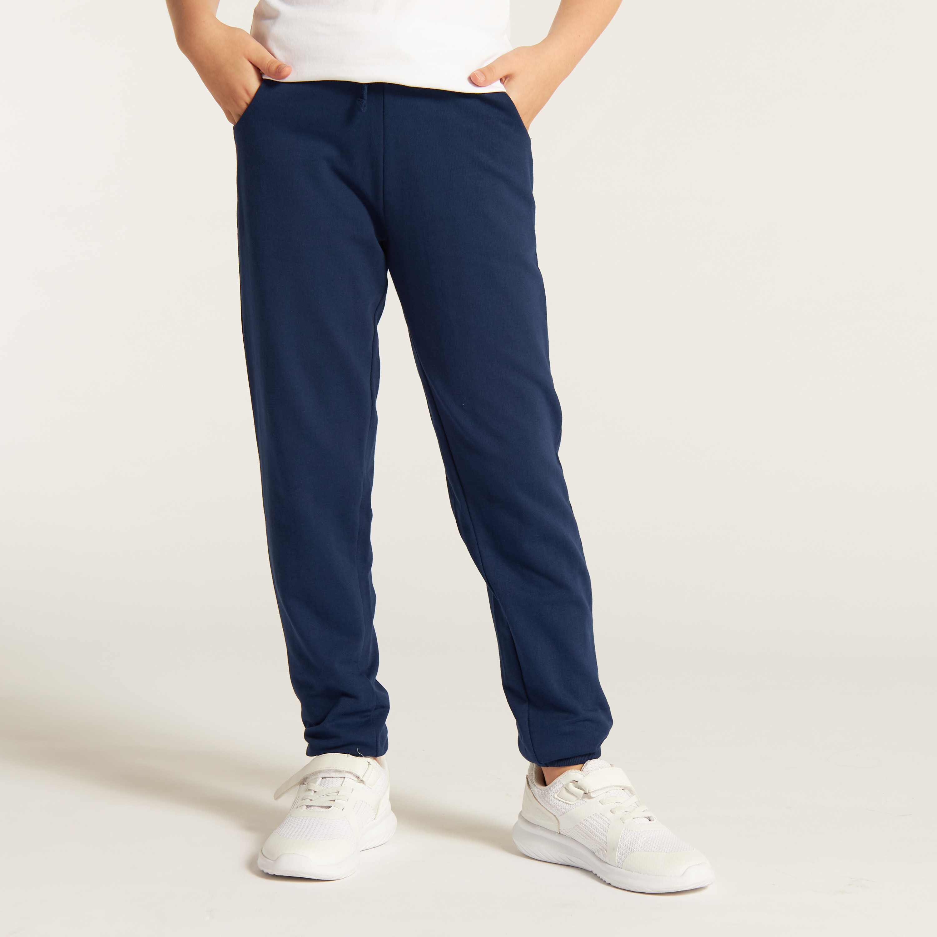 Juniors Solid Joggers with Drawstring Closure and Pockets-girls-clothing-schoolwear-bottoms-joggers-image-2