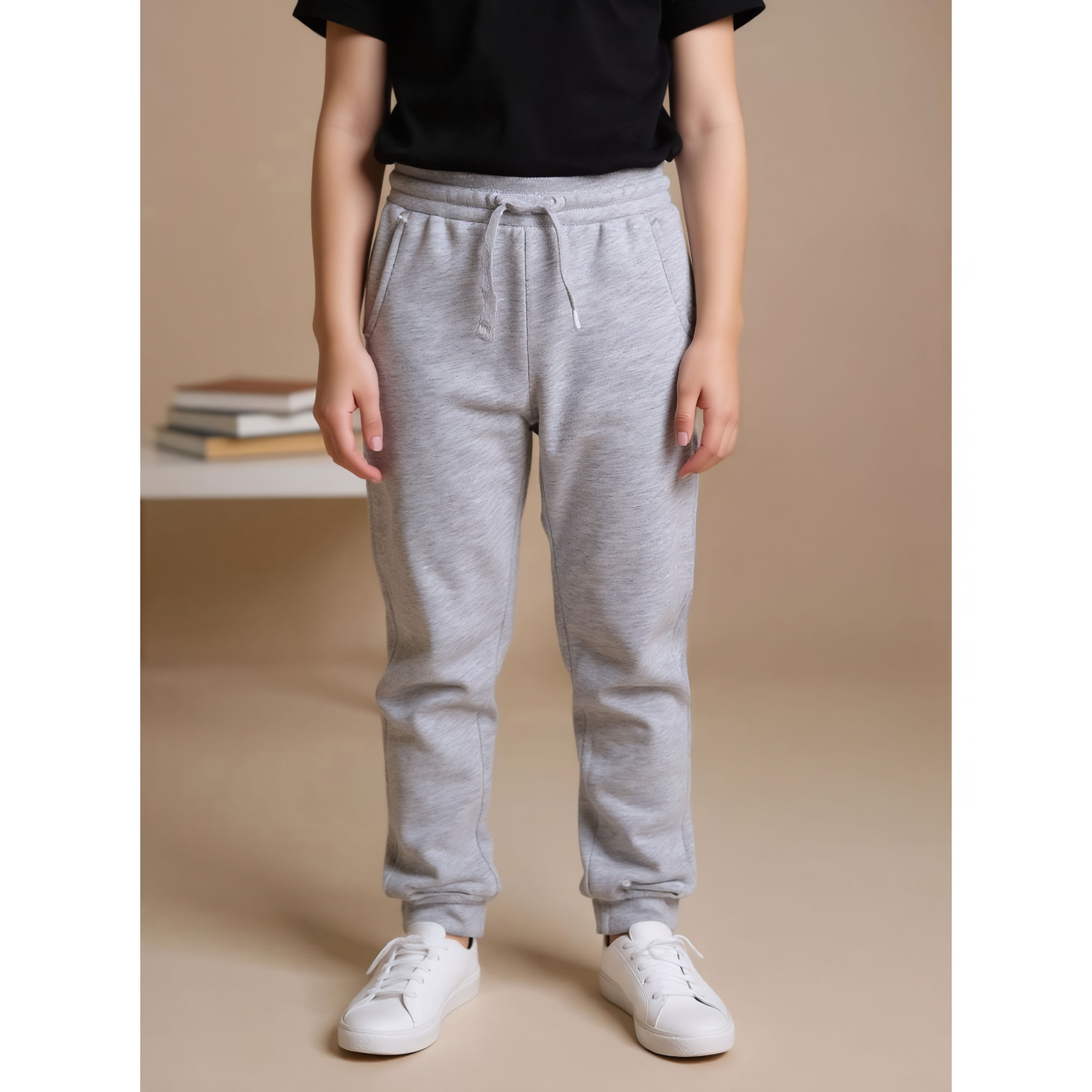 Juniors Solid Joggers with Drawstring Closure and Pockets-girls-clothing-schoolwear-bottoms-joggers-image-1