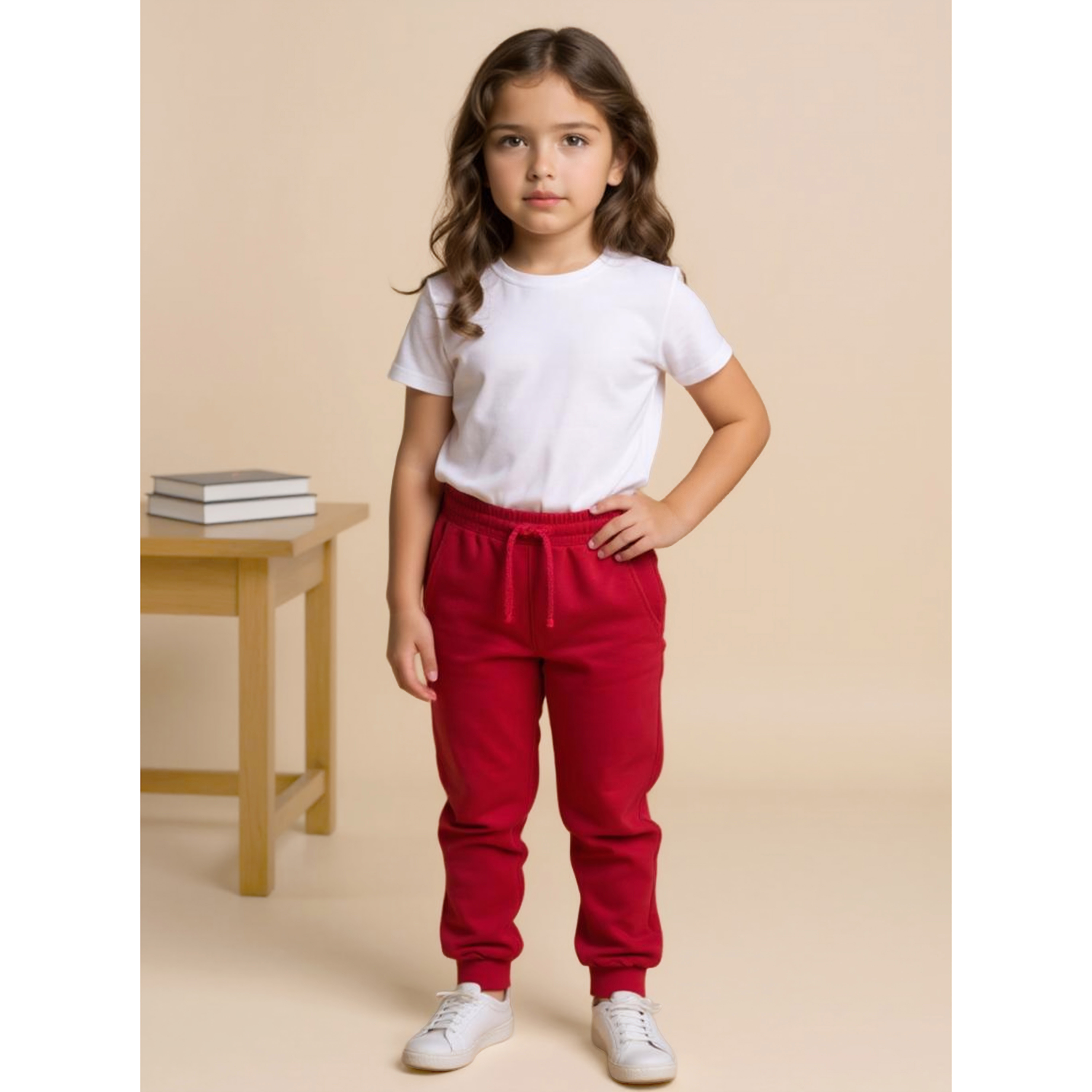 Juniors Solid Joggers with Drawstring Closure and Pockets-girls-clothing-schoolwear-bottoms-joggers-image-2