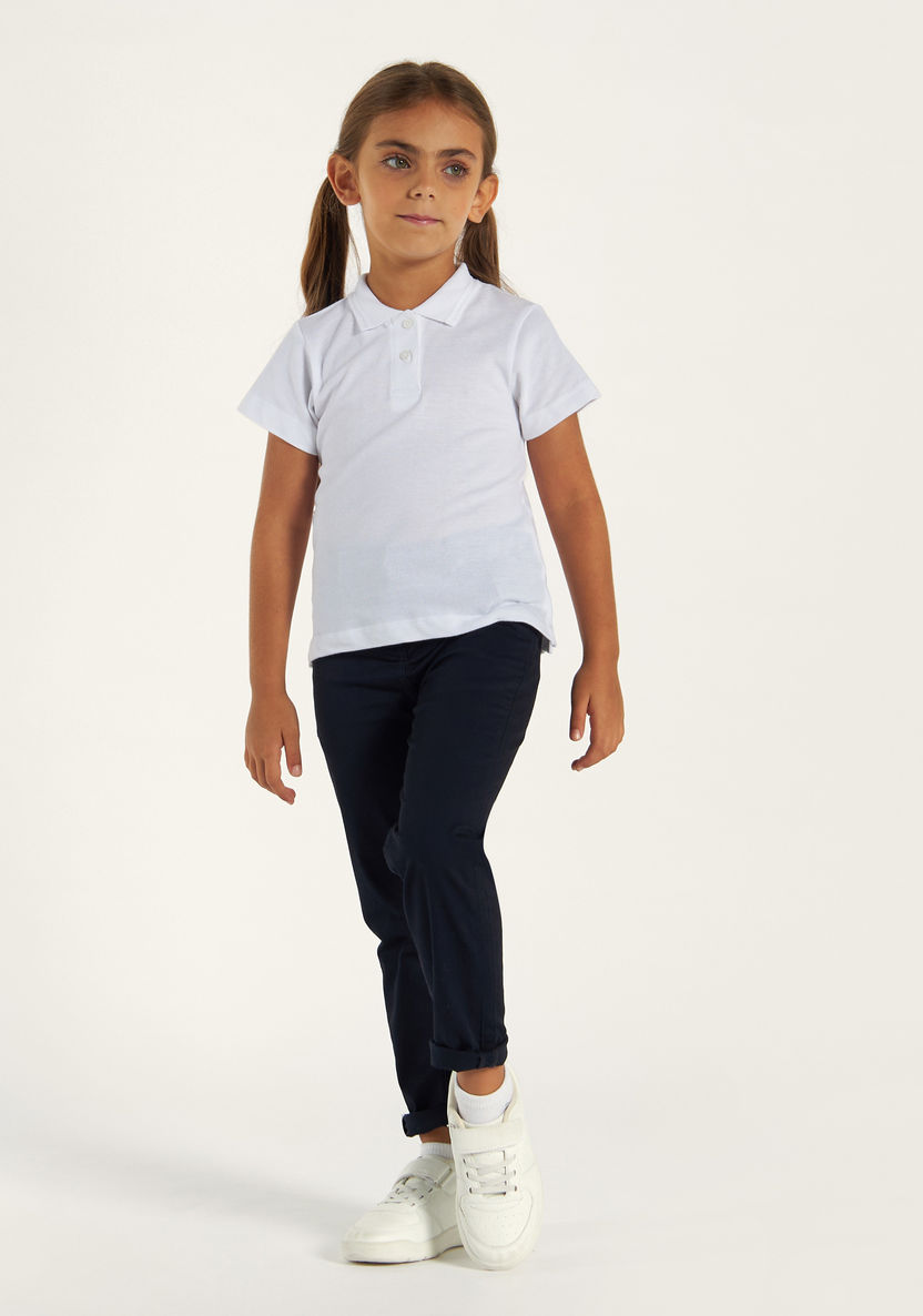 Juniors Solid Pants with Pockets and Button Closure-Bottoms-image-0