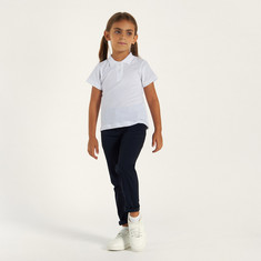 Juniors Solid Pants with Pockets and Button Closure