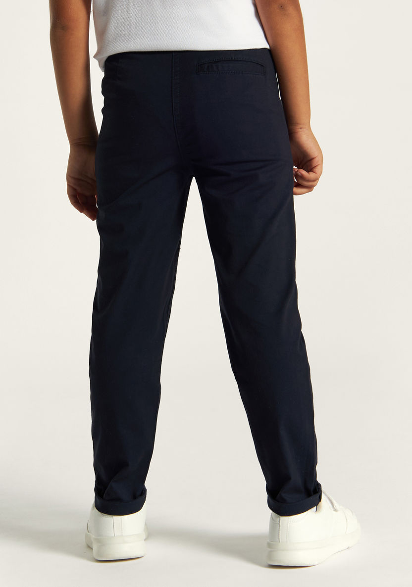 Juniors Solid Pants with Pockets and Button Closure-Bottoms-image-3