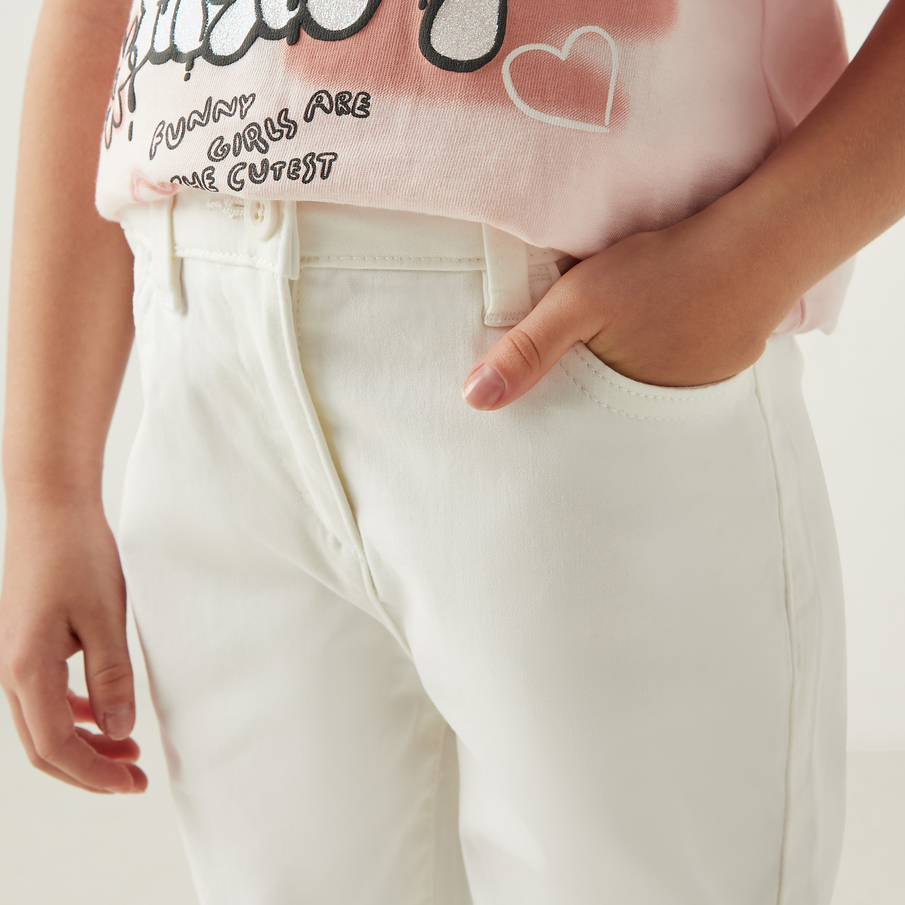 Juniors Solid Pants with Pockets and Button Closure-girls-clothing-schoolwear-bottoms-pants-image-4