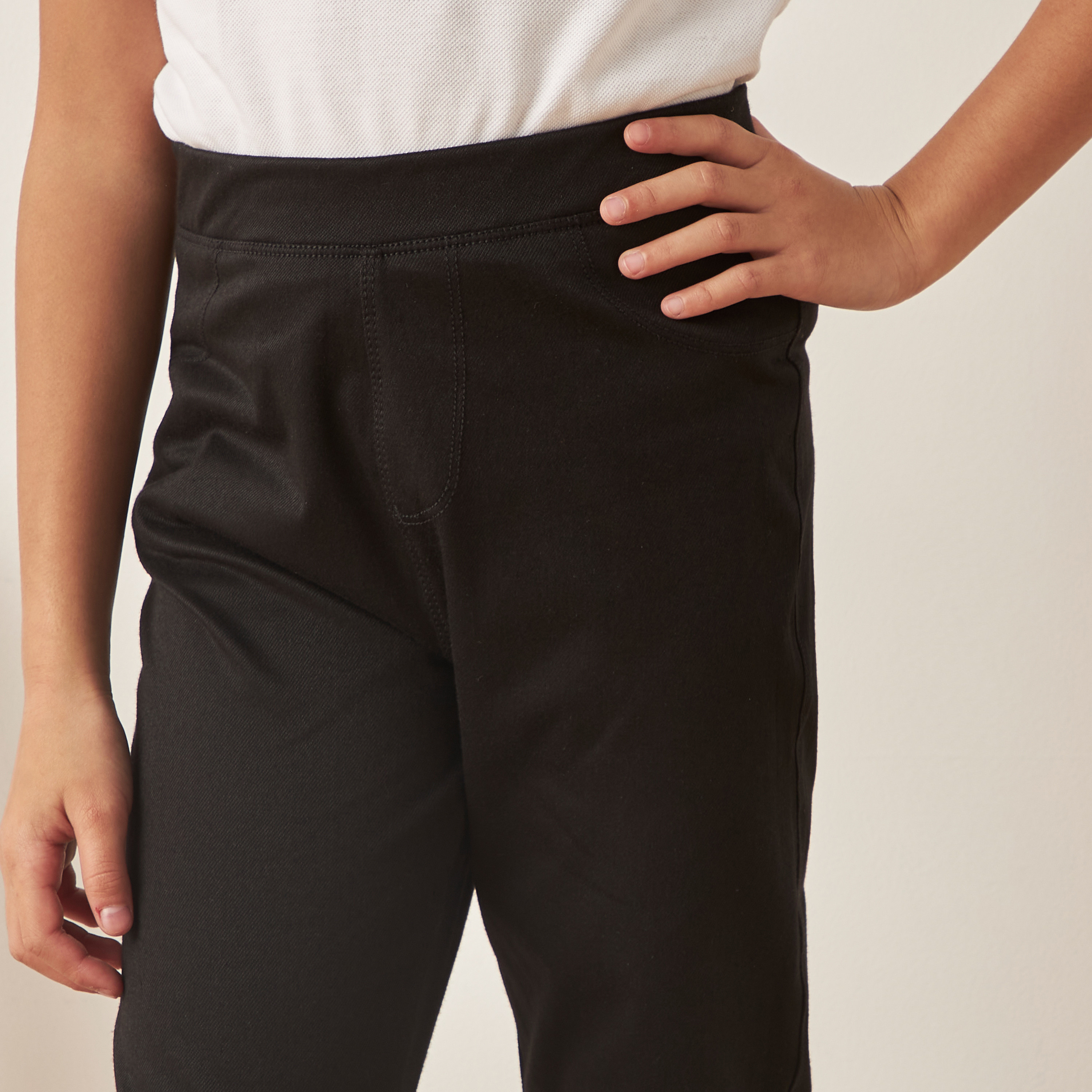 Juniors Solid Denim Jeggings with Elasticated Waistband-girls-clothing-bottoms-jeansandjeggings-image-3