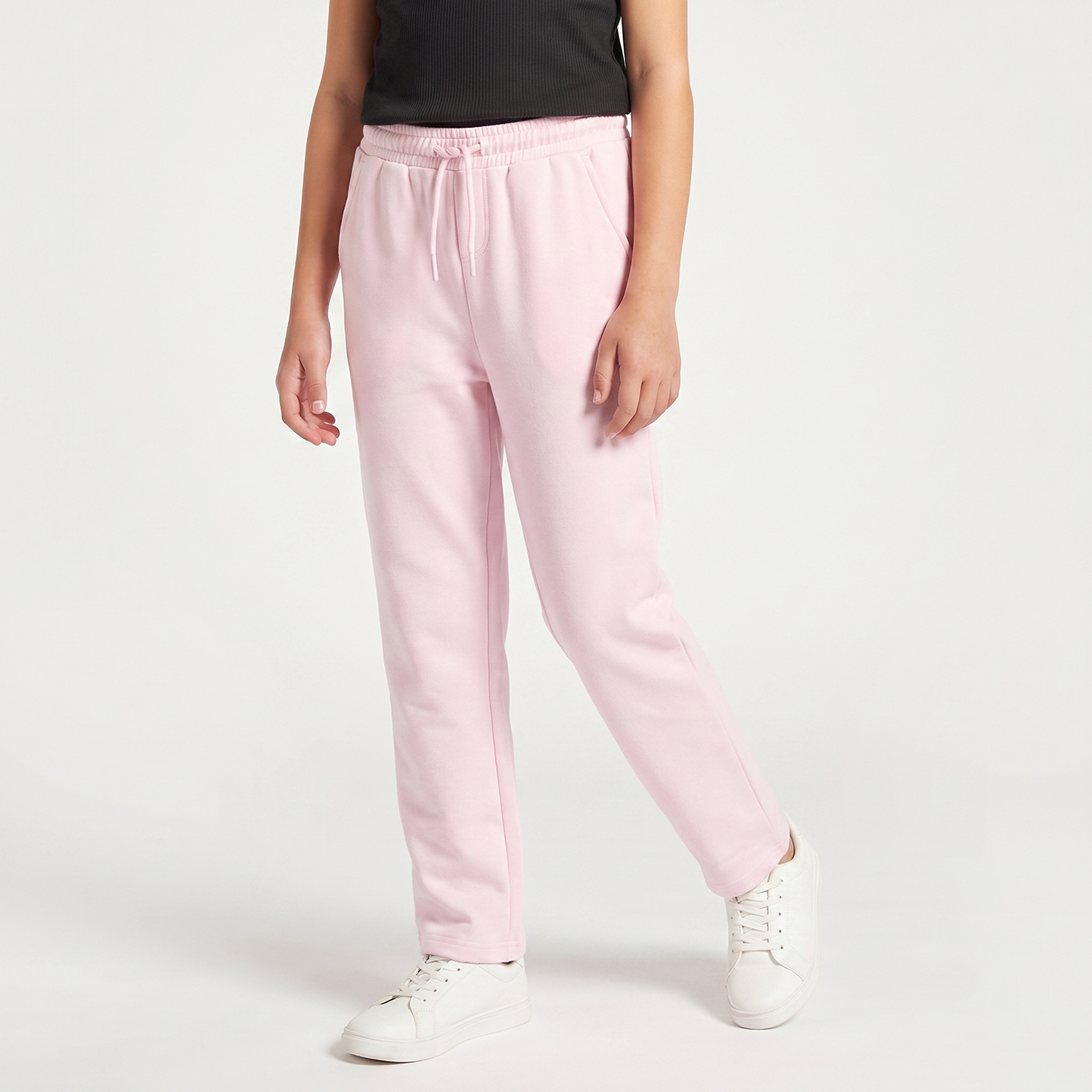 بنطلون رياضي بخصر مطاطي ورباط وجيوب من جونيورز-girls-clothing-bottoms-joggersandtrackpants-image-1