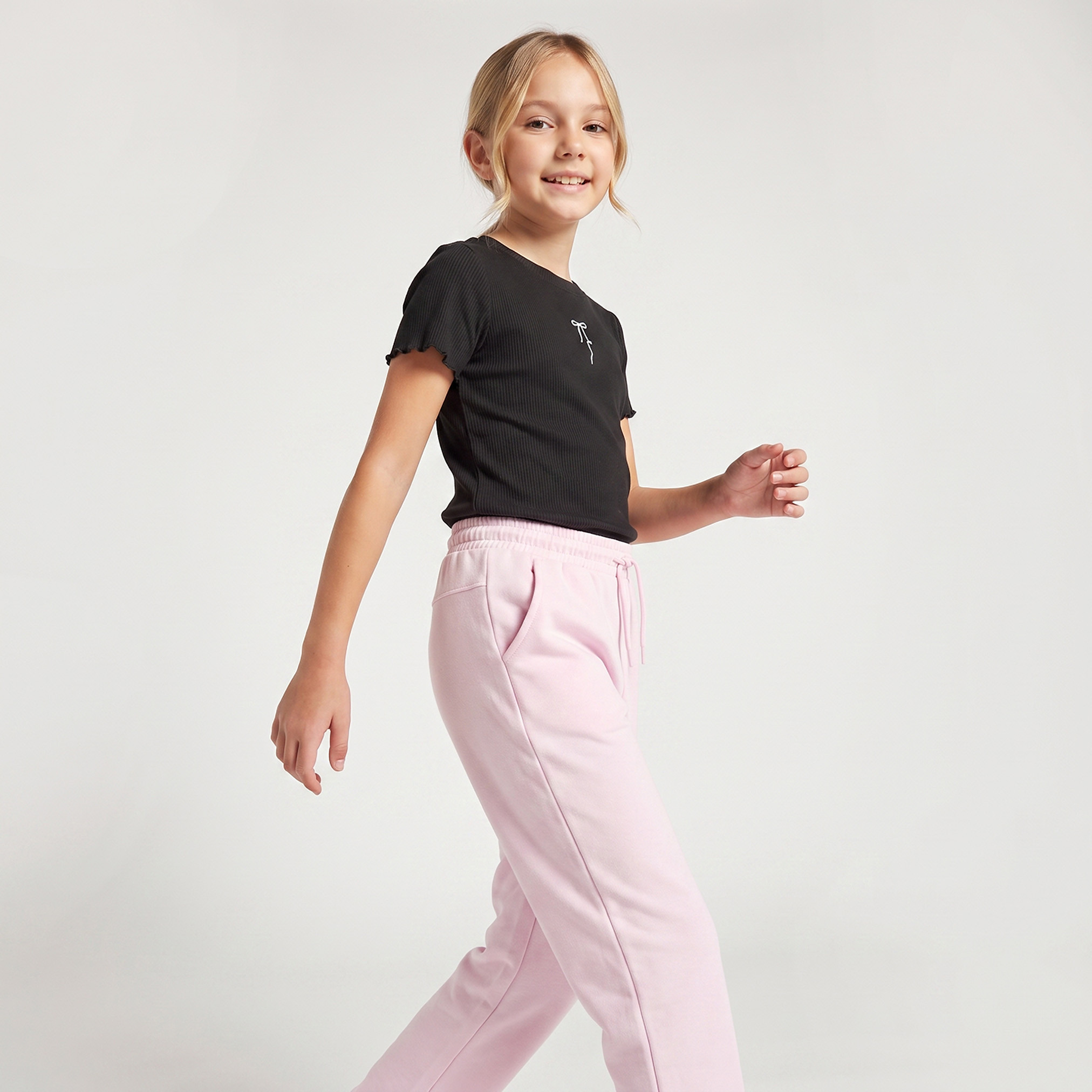 بنطلون رياضي بخصر مطاطي ورباط وجيوب من جونيورز-girls-clothing-bottoms-joggersandtrackpants-image-6