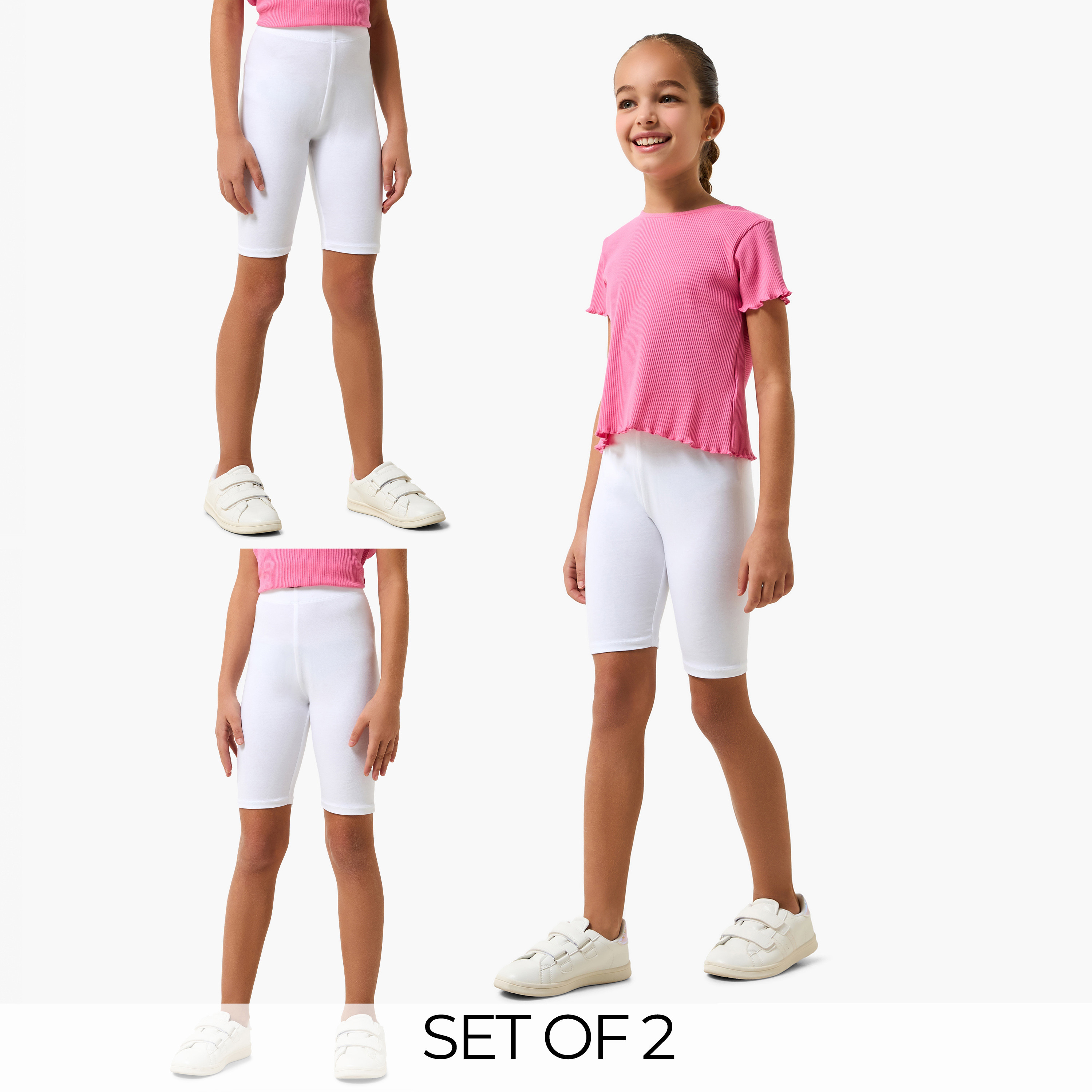 Pack of 2 Juniors Shorts with Elastic Waist-baby-girls-clothing-bottoms-shorts-image-1