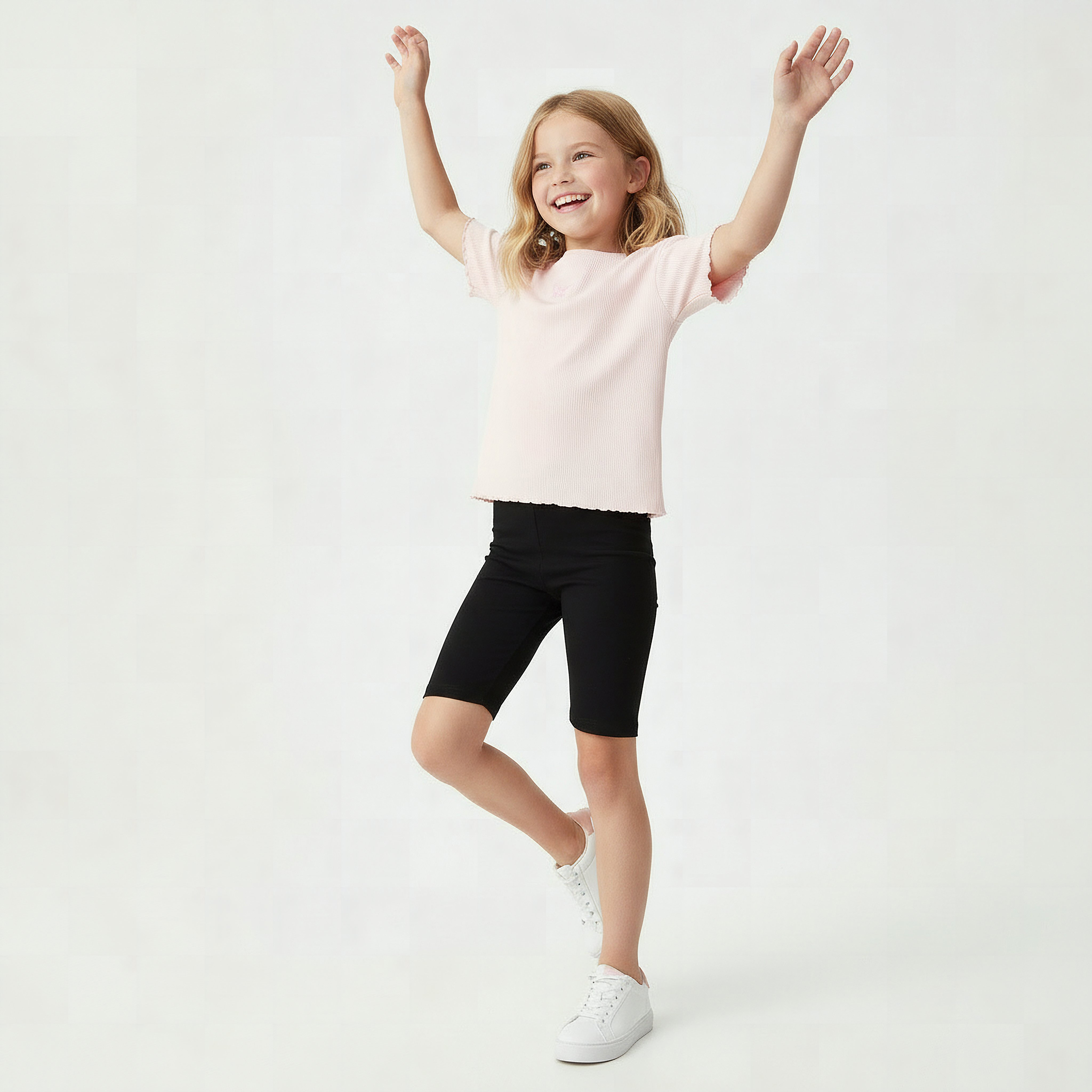 Juniors Knee Length Elasticated Waist Shorts-girls-clothing-bottoms-shorts-image-4