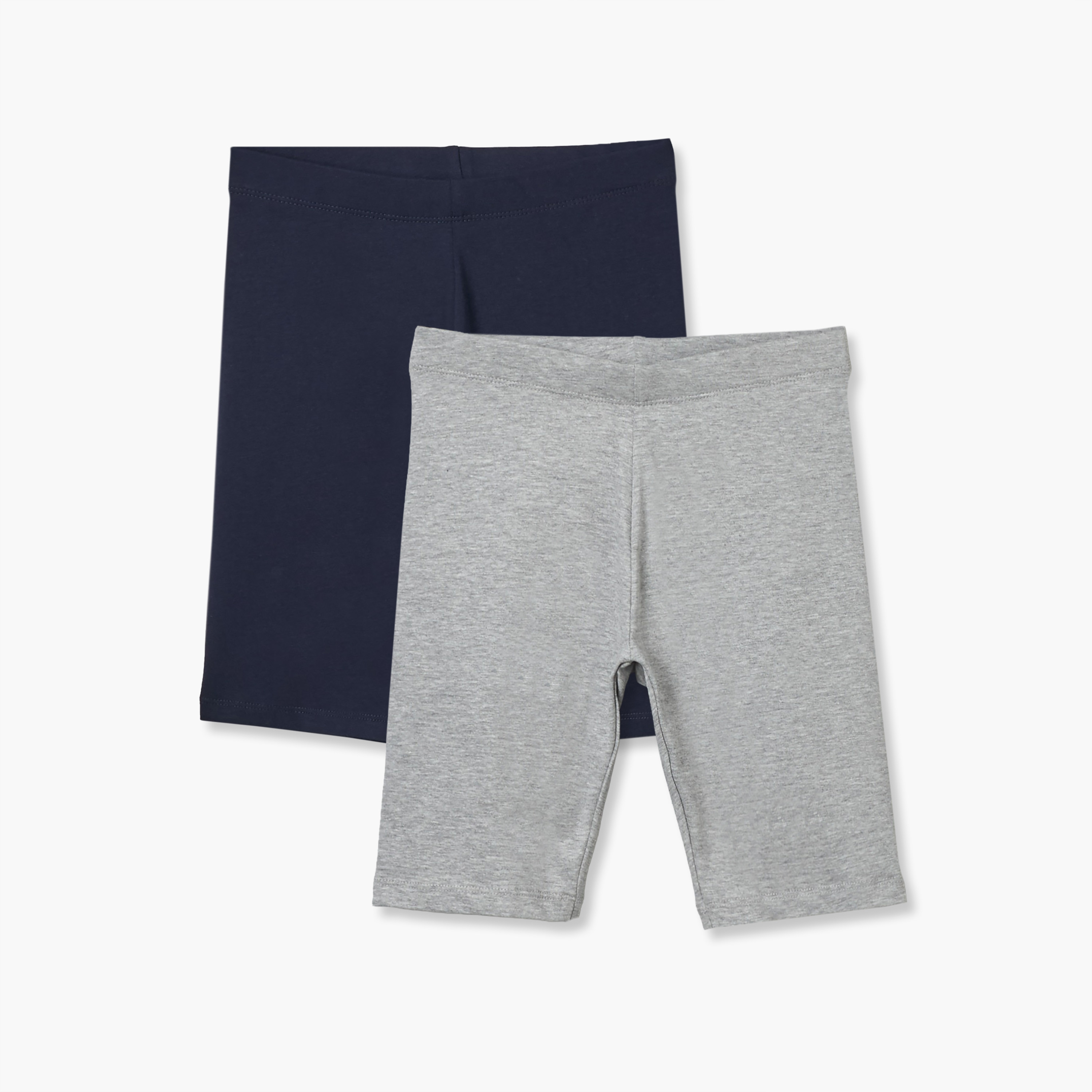 Pack of 2 Juniors Knee-Length Elasticated Waist Short Leggings-girls-clothing-bottoms-shorts-image-1