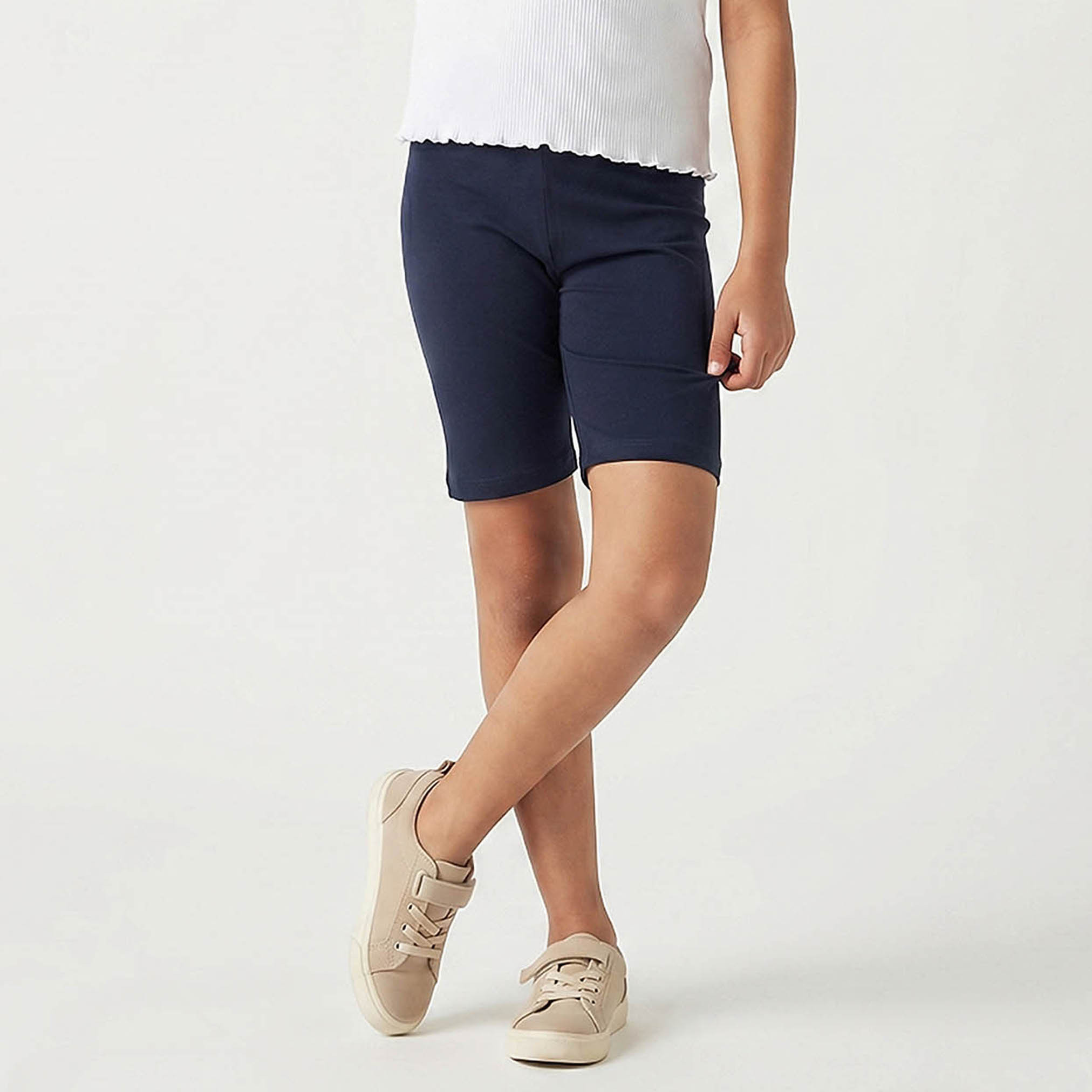 Pack of 2 Juniors Knee-Length Elasticated Waist Short Leggings-girls-clothing-bottoms-shorts-image-2