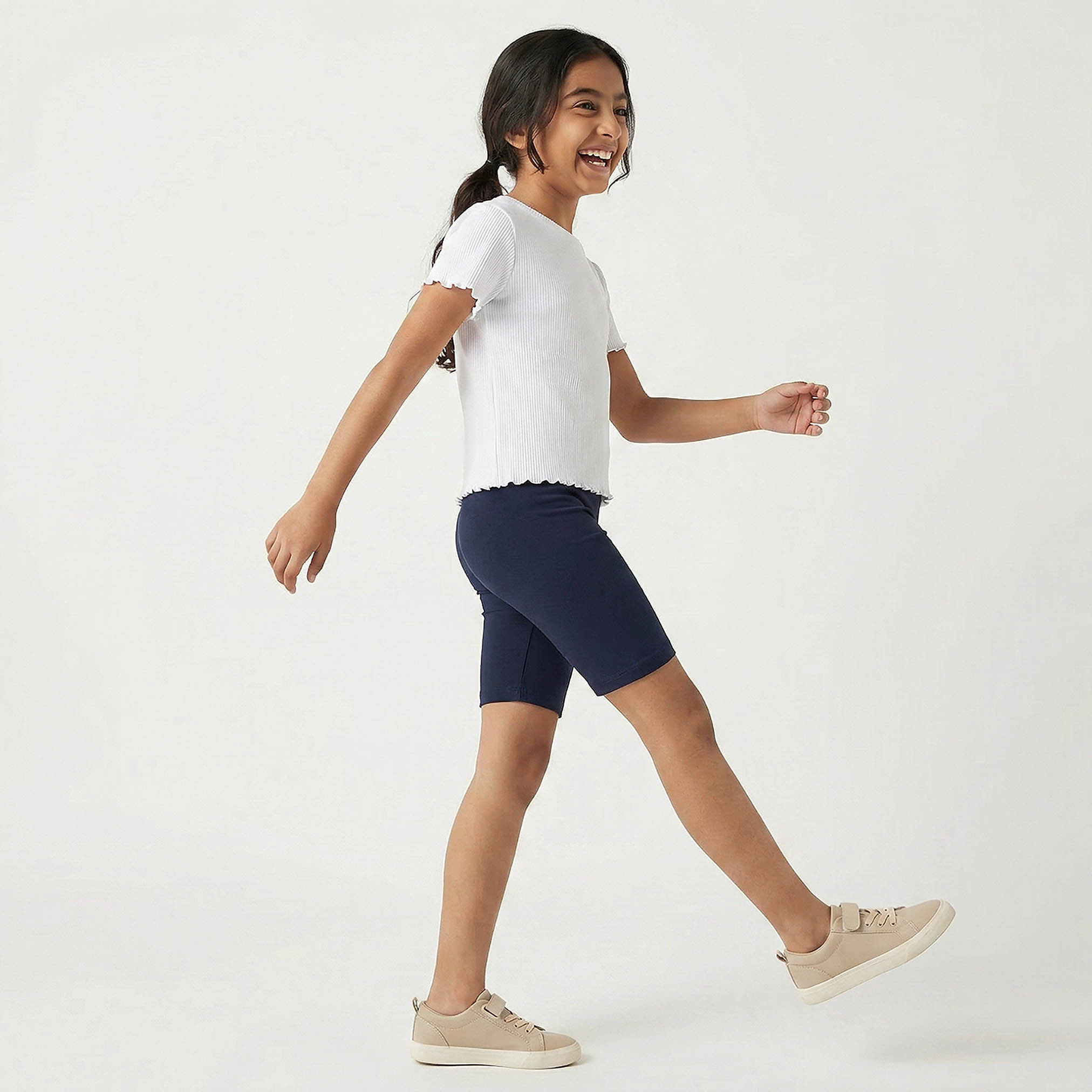 Pack of 2 Juniors Knee-Length Elasticated Waist Short Leggings-girls-clothing-bottoms-shorts-image-7