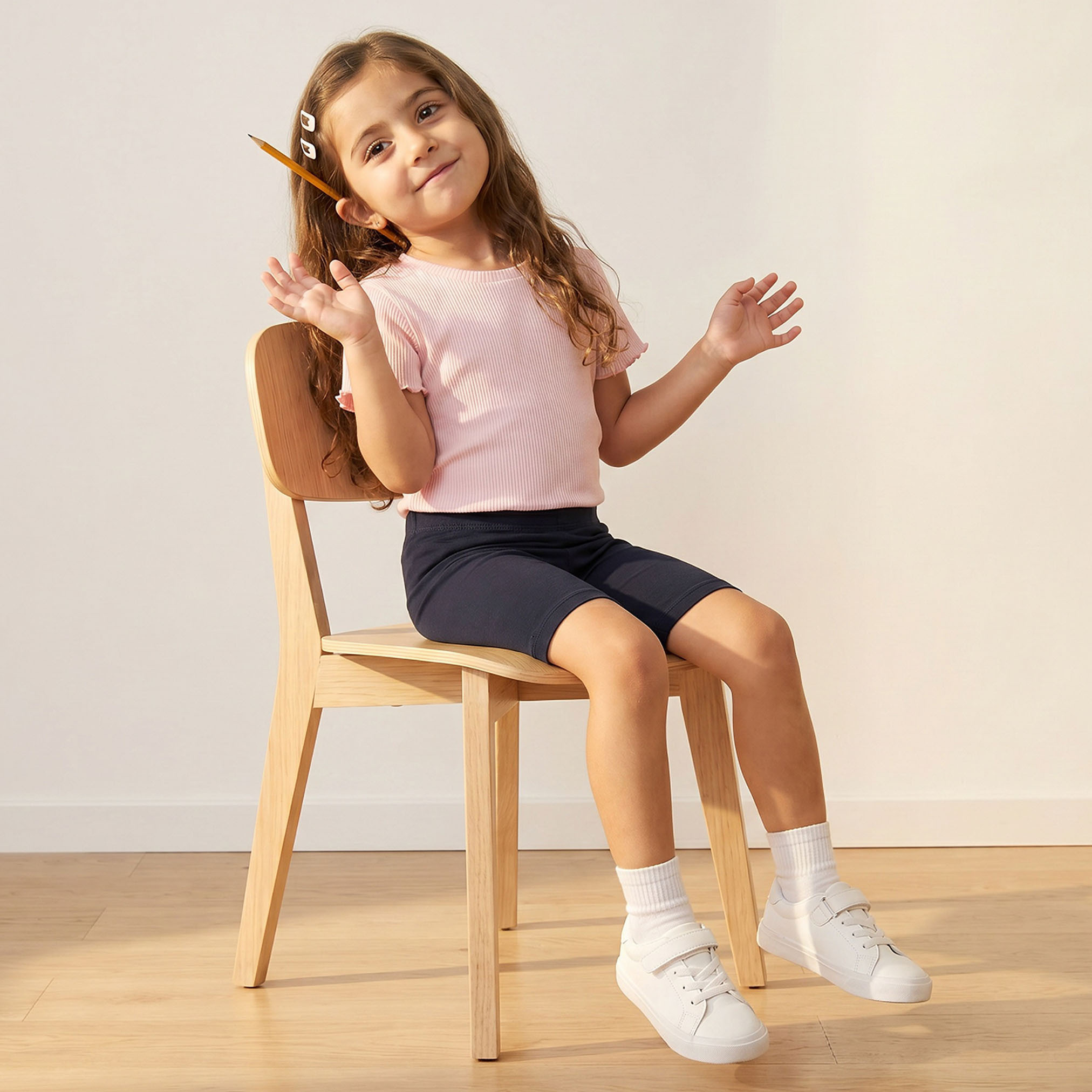 Pack of 2 Juniors Knee-Length Elasticated Waist Short Leggings-baby-girls-clothing-bottoms-shorts-image-8