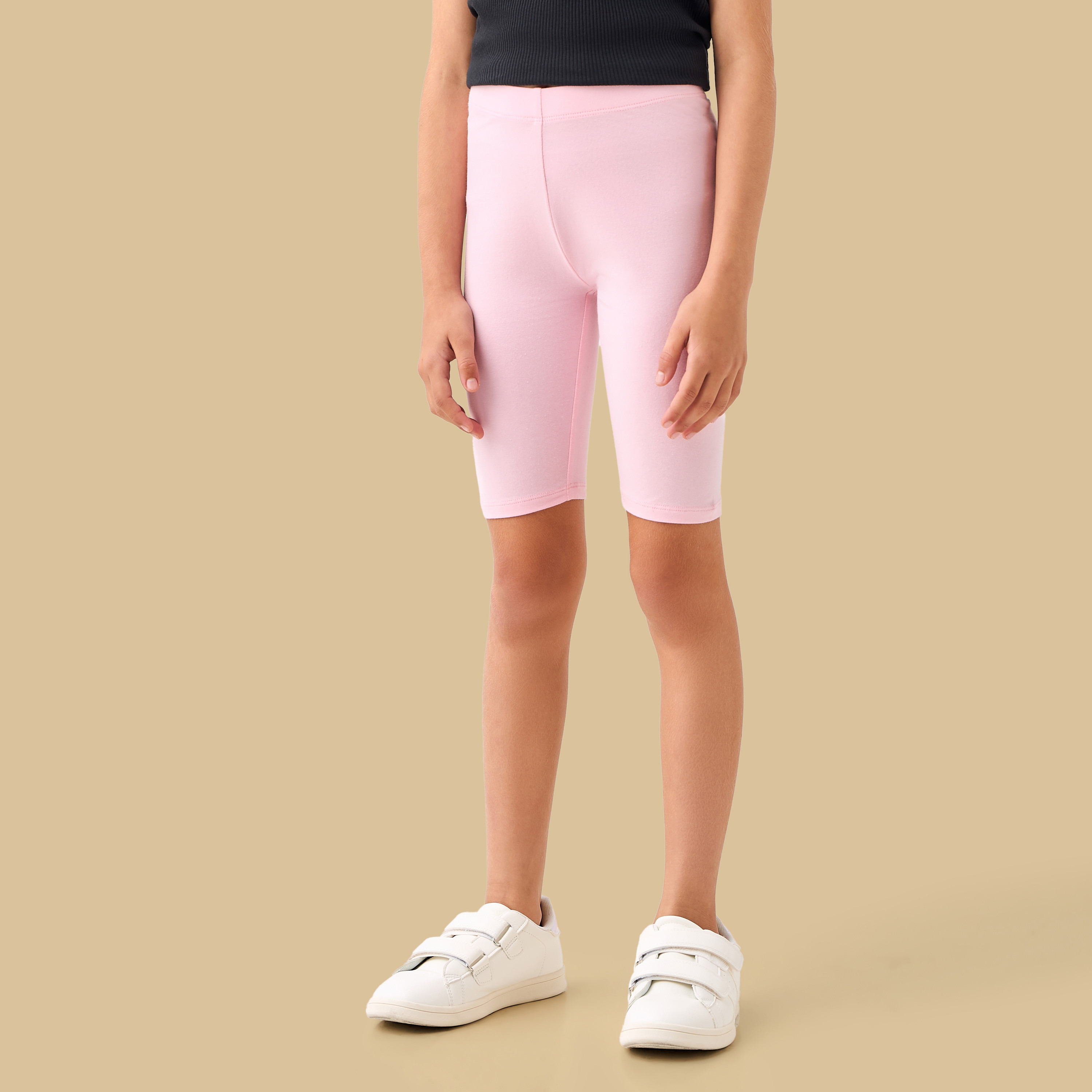 Juniors Knee Length Elasticated Waist Shorts-girls-clothing-bottoms-shorts-image-3