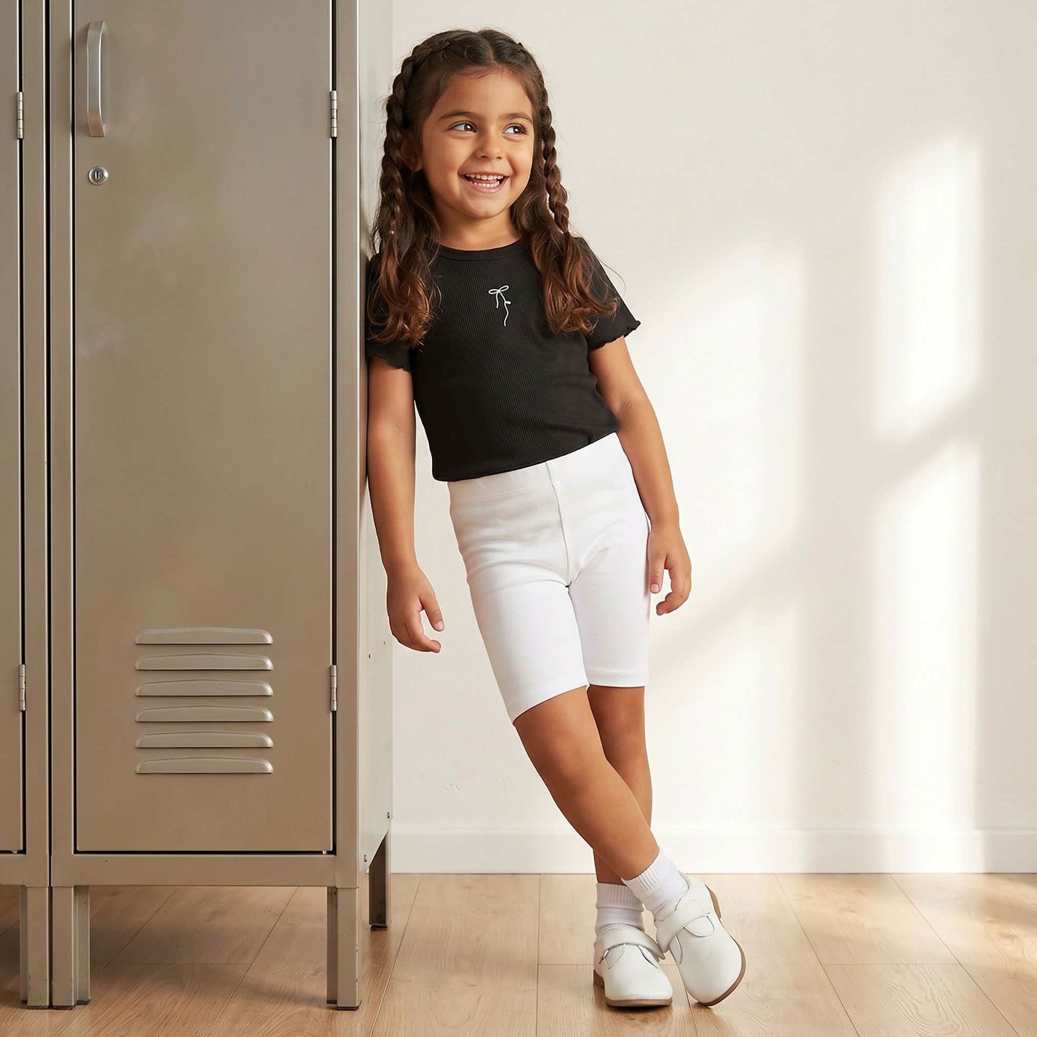 Juniors Knee Length Elasticated Waist Shorts-baby-girls-clothing-bottoms-shorts-image-7