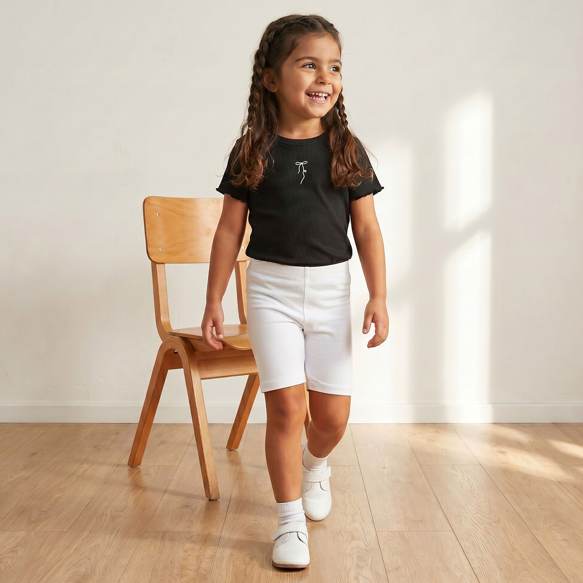 Juniors Knee Length Elasticated Waist Shorts-baby-girls-clothing-bottoms-shorts-image-8