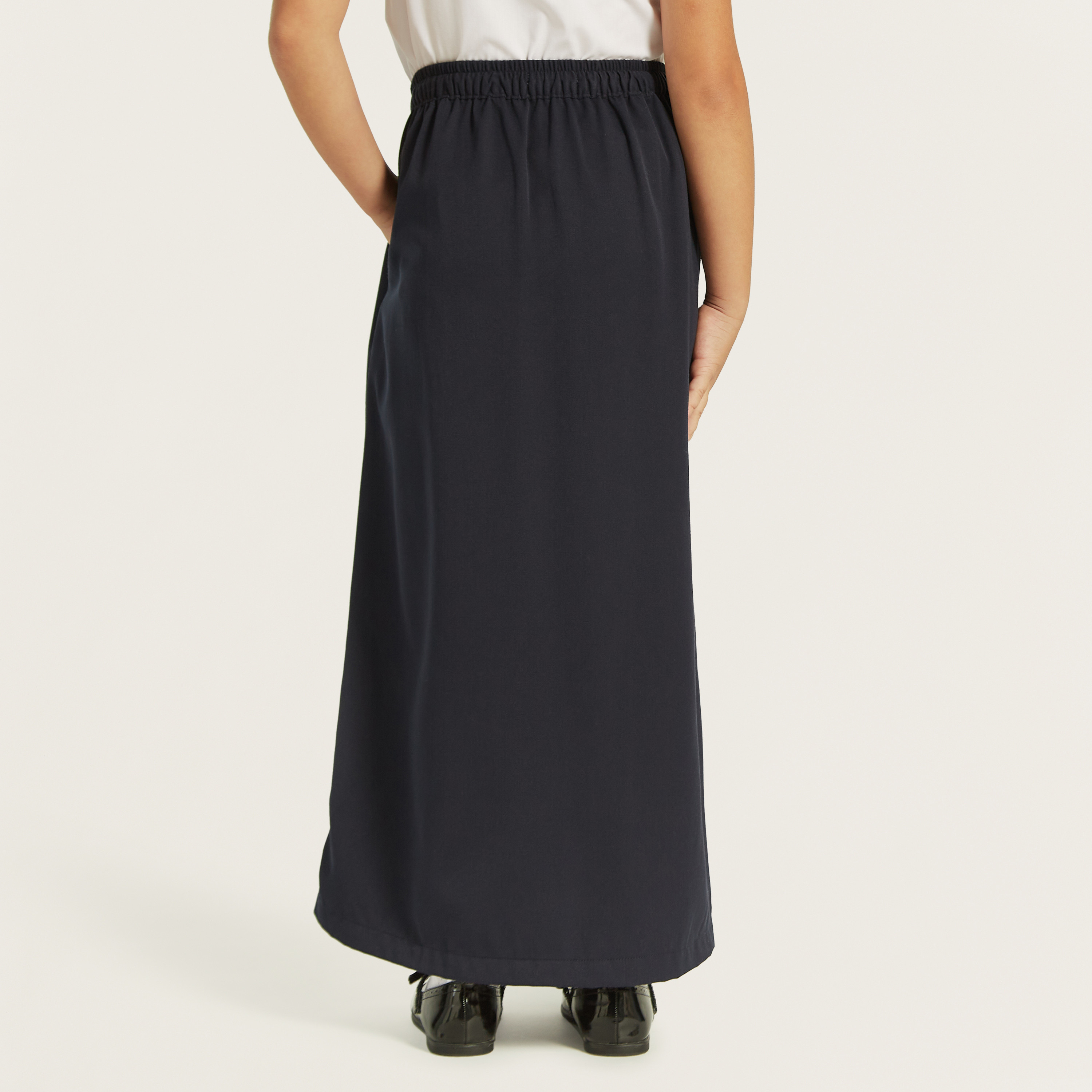 Juniors Solid Maxi Skirt with Button Closure and Pocket