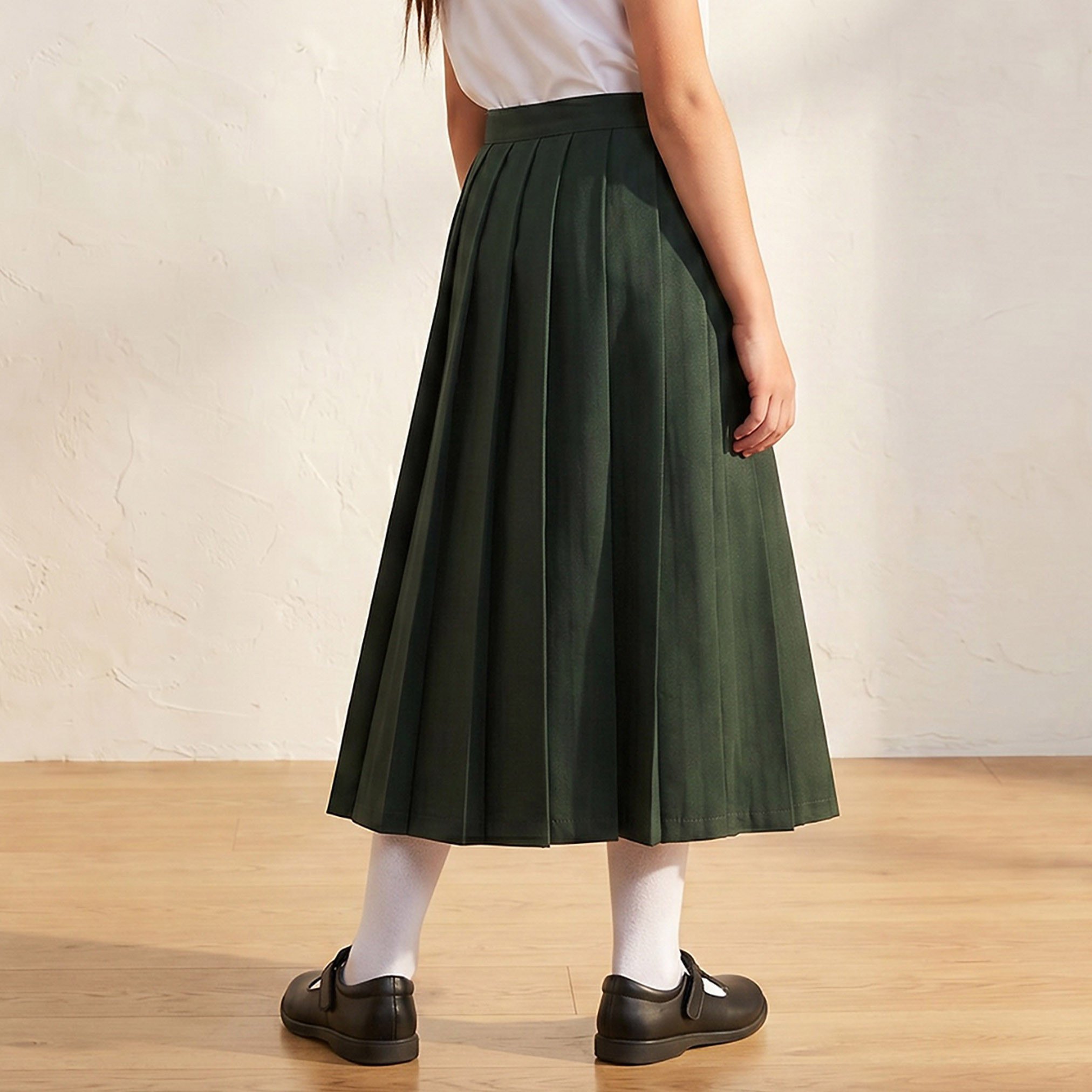 تنورة طويلة سادة بزر إغلاق وجيب من جونيورز-girls-clothing-schoolwear-bottoms-skirt-image-3