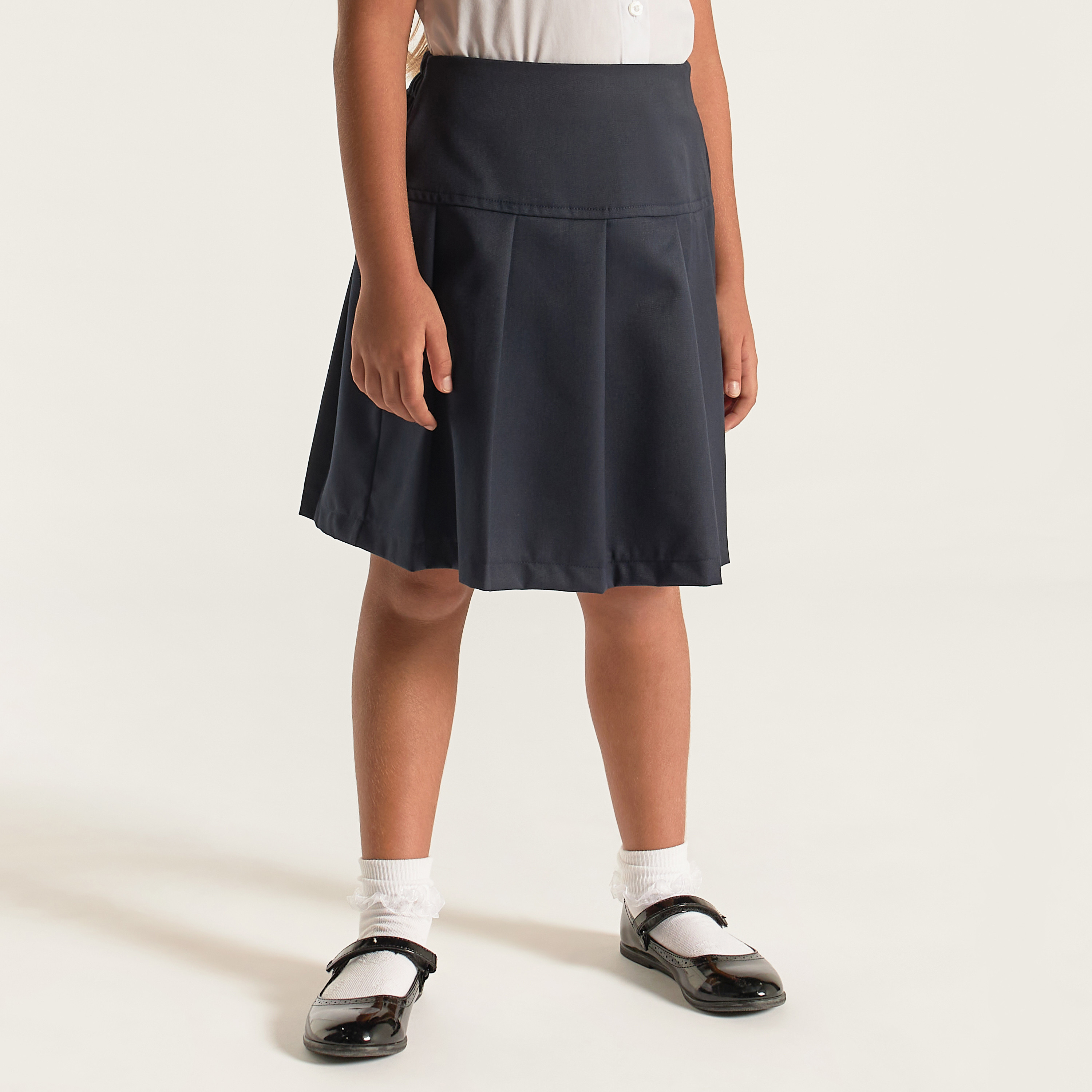 Juniors Solid A-line Skirt with Pleated Detail-girls-clothing-bottoms-skirts-image-2