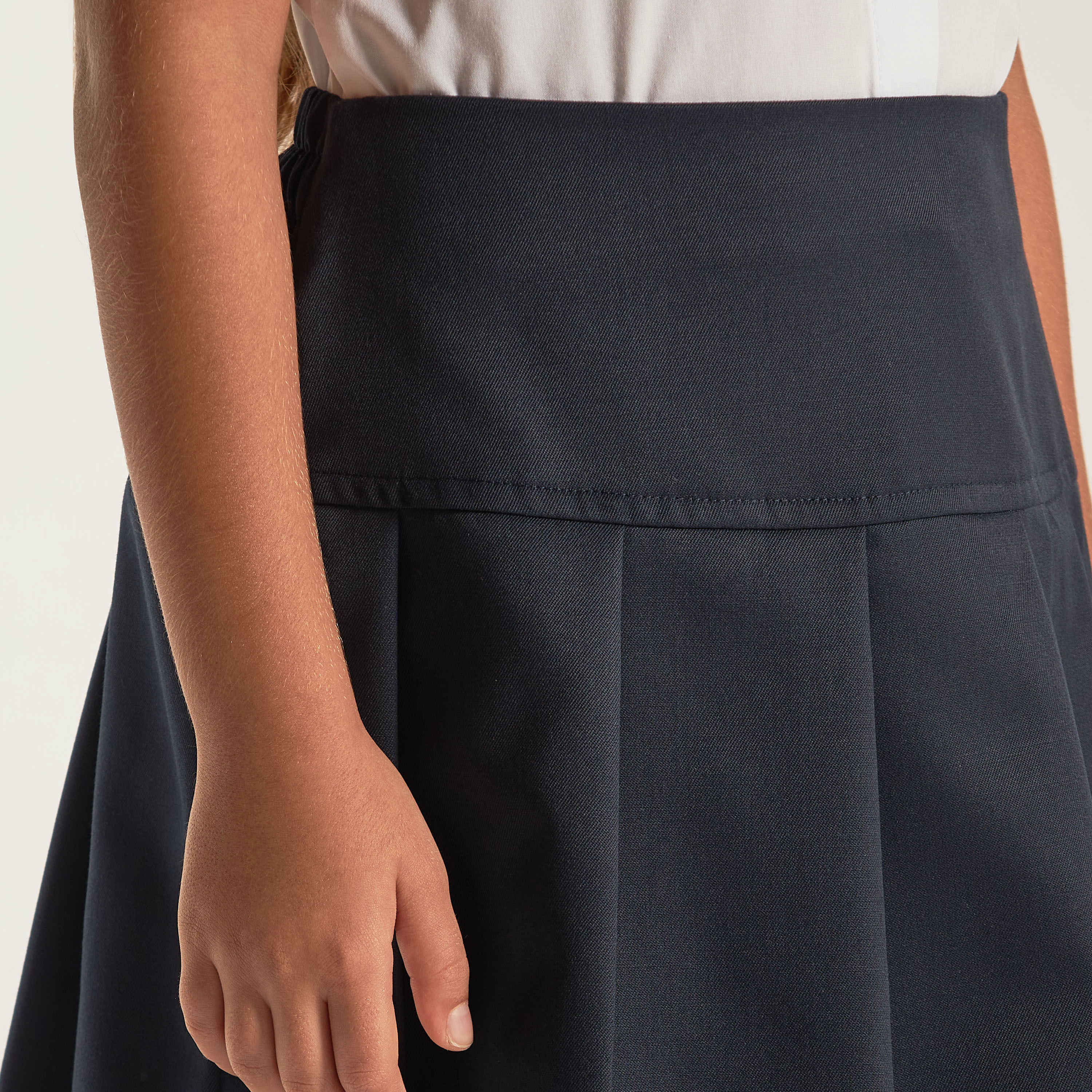 Juniors Solid A-line Skirt with Pleated Detail-girls-clothing-bottoms-skirts-image-3