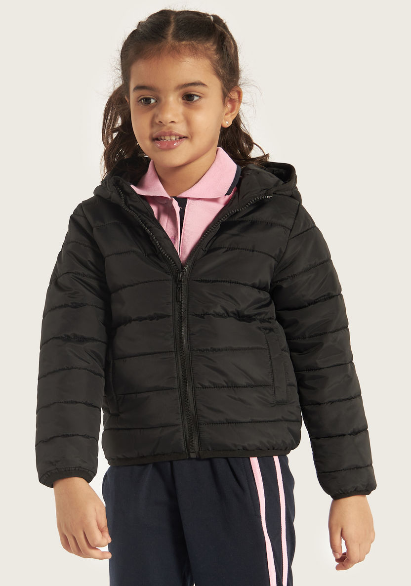 Juniors Quilted Puff Jacket with Long Sleeves and Hood-Coats and Jackets-image-2