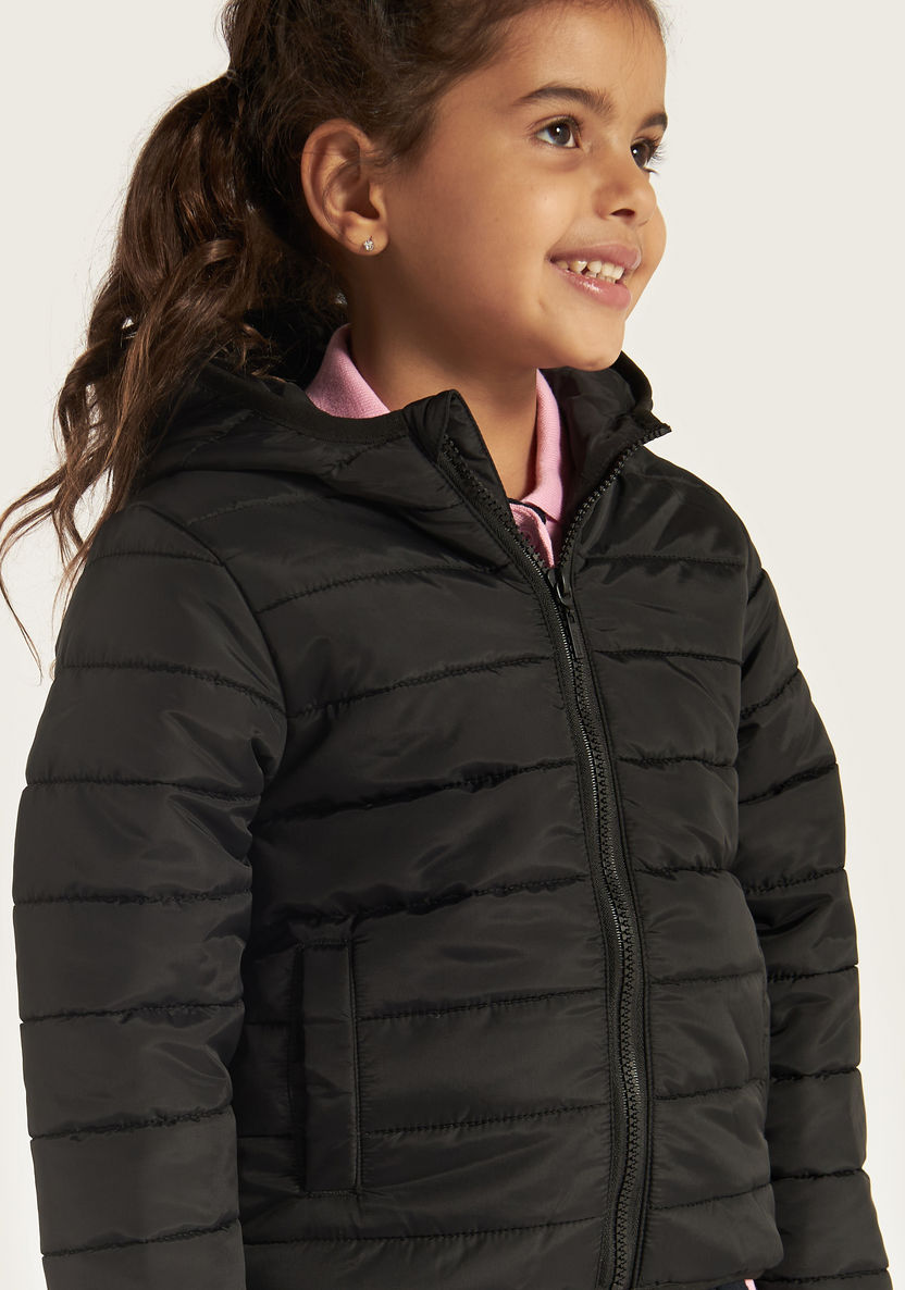 Juniors Quilted Puff Jacket with Long Sleeves and Hood-Coats and Jackets-image-3