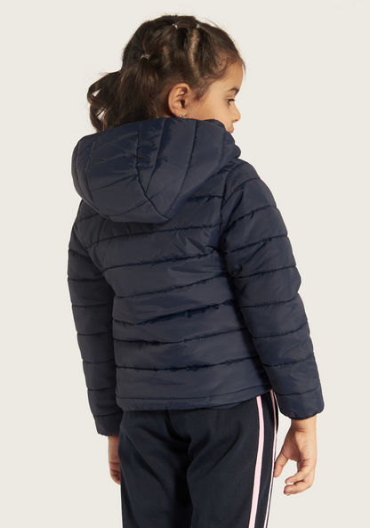 Juniors Quilted Puff Jacket with Long Sleeves and Hood