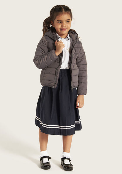 Juniors Quilted Puff Jacket with Long Sleeves and Hood